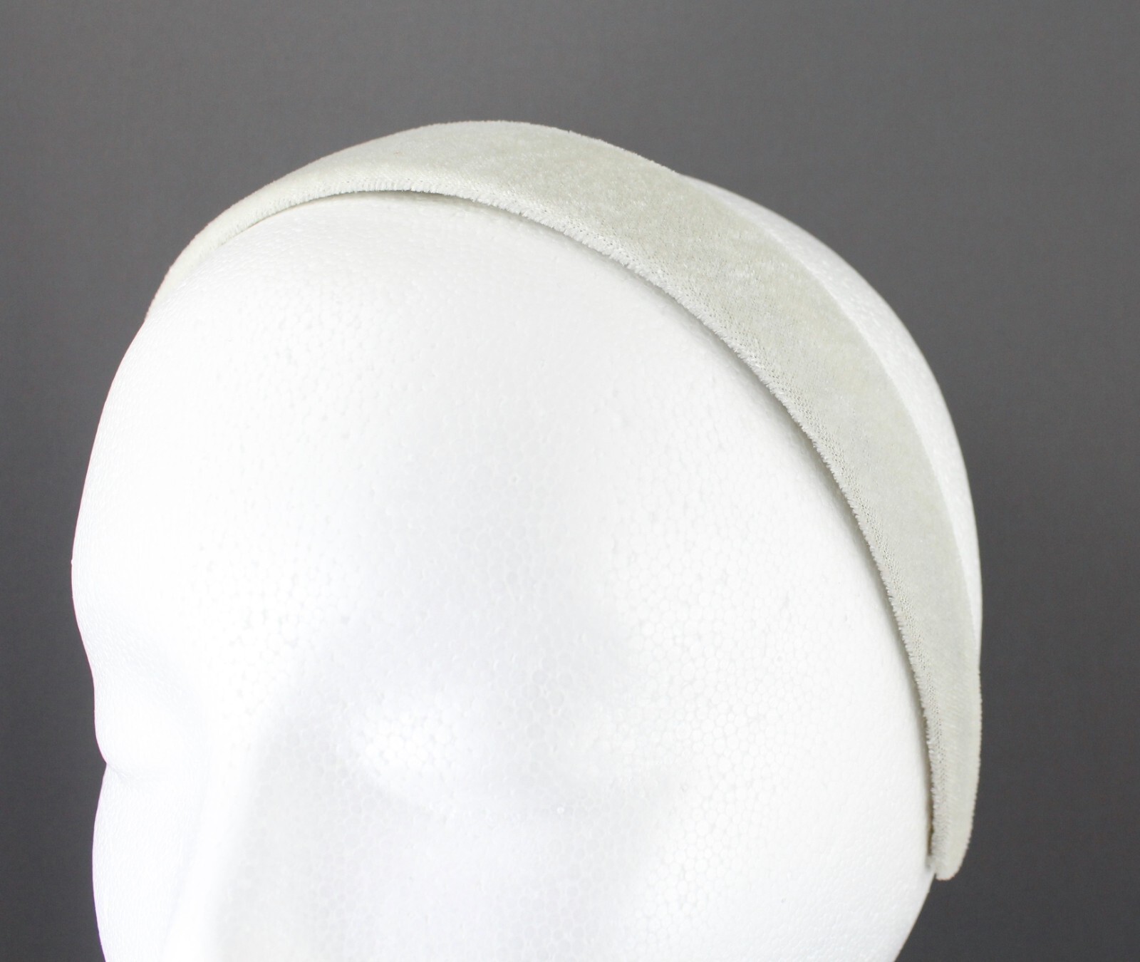 White Cream velvet headband soft velour hair accessory 1.25″ wide plain classic