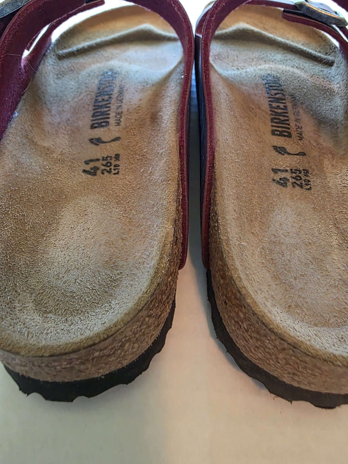 Birkenstock Arizona Birko-Flor Maroon Leather Unisex Sandals Sz 41