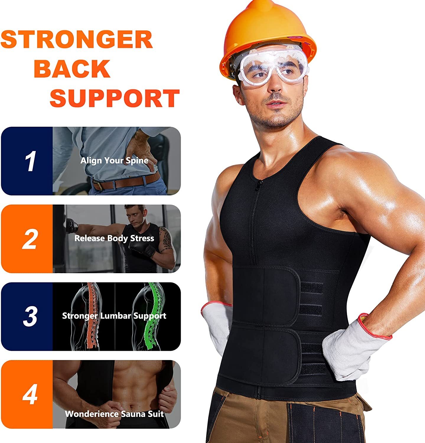Men Sauna Suit Waist Trainer Neoprene Sweat Vest Body Shaper Waist Trimmer Belt