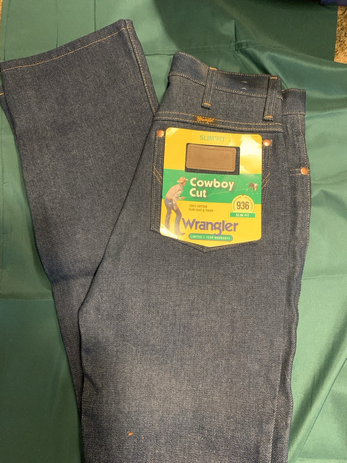 Wrangler Cowboy Cut Men’s Slim Fit Dark Wash Denim Jeans Mid Rise NWT