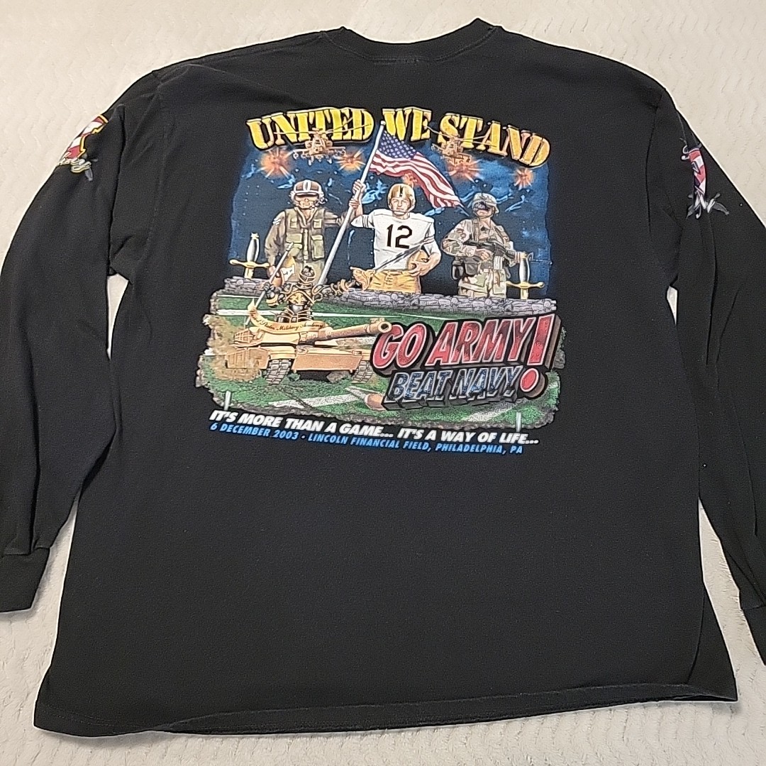 Vintage 2003 Army vs Navy T-Shirt Men’s XL Black Long Sleeve Tee Beat Navy