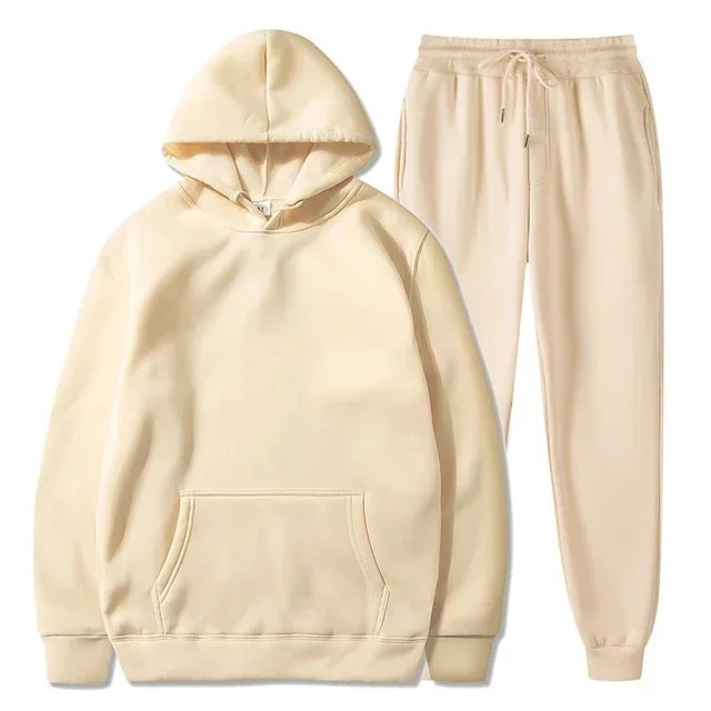 Men Fleece Jogger Set Tracksuit Casual Sportswear Unisex Hoodie Pants Ensemble