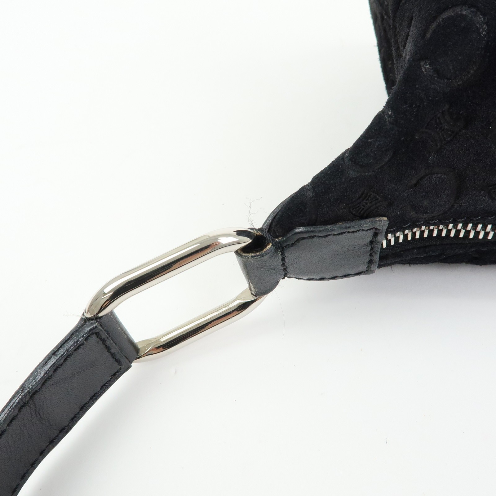 CELINE C Macadam Suede Leather Shoulder Bag Hand Bag Black Authentic Used F/S