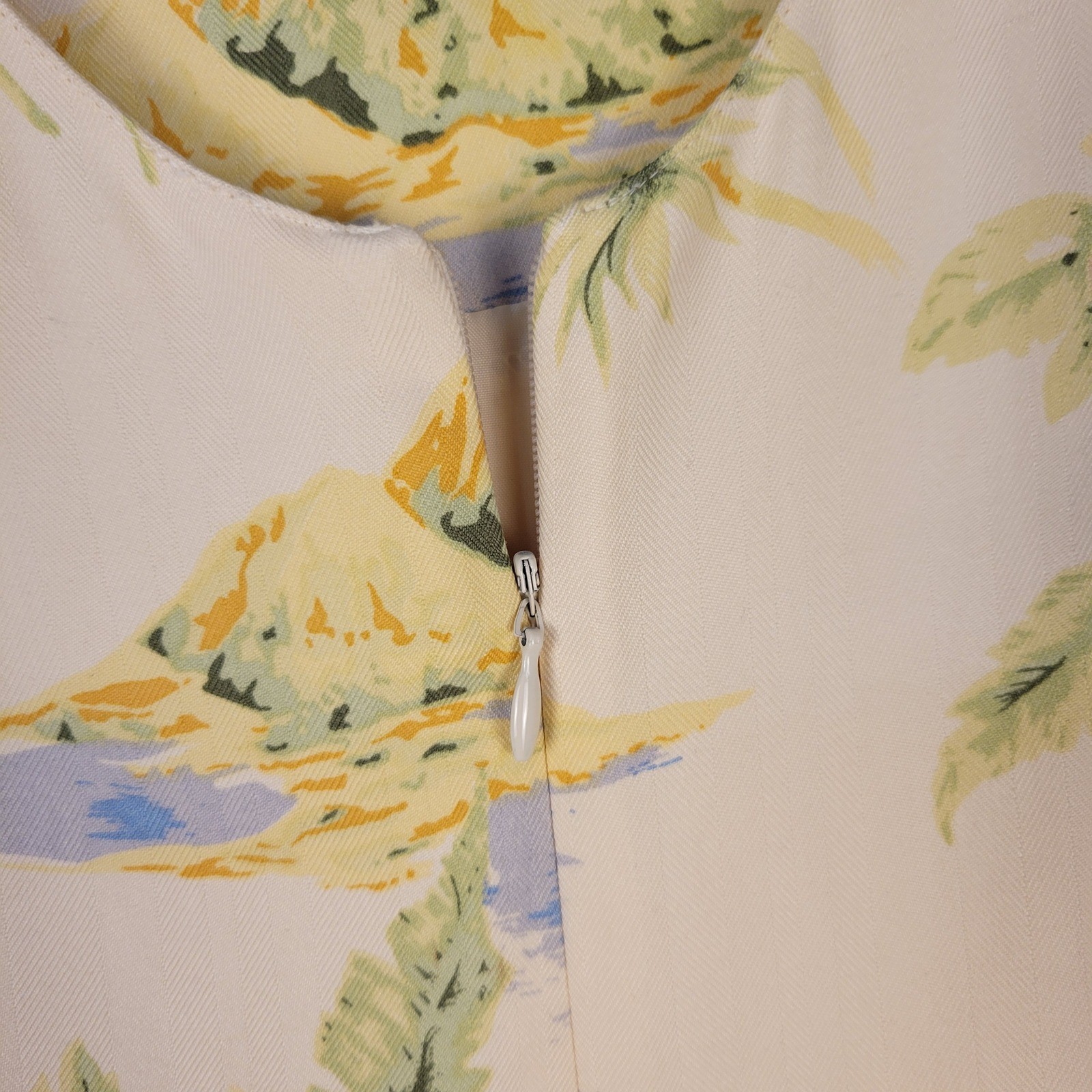 Pineapple Moon Womens Cream 100% Silk Tropical Hawaiian Maxi Dress Size M