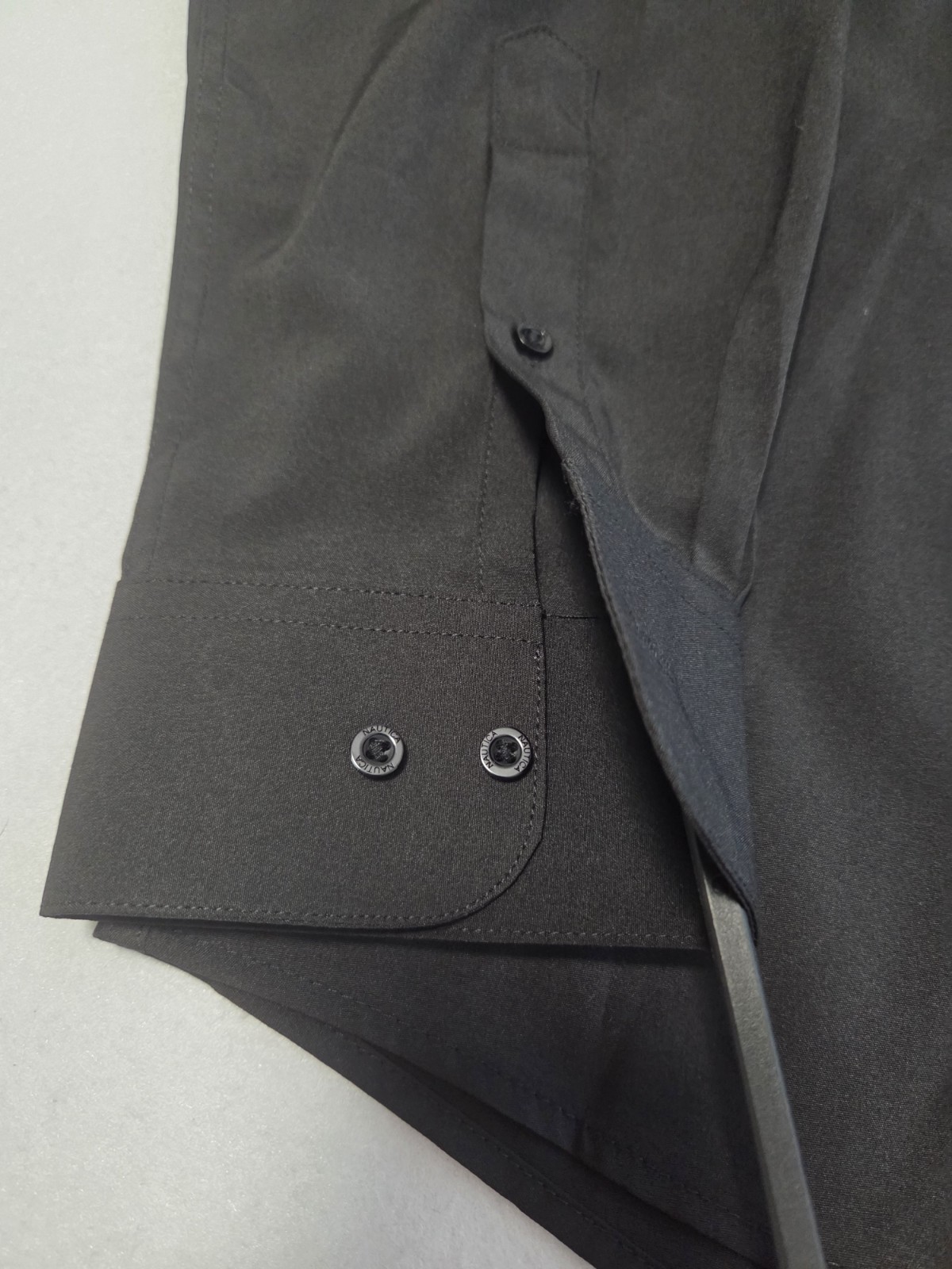 Nautica Slim Fit Performance Dress Shirt Stretch Black Solid XL 17-17 1/2 34/35.