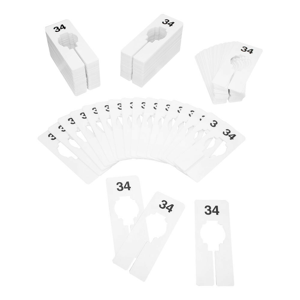 Hangers Retail Clothing 2″ x 5″ Rectangular Plastic Size 34 Dividers 10Pcs White