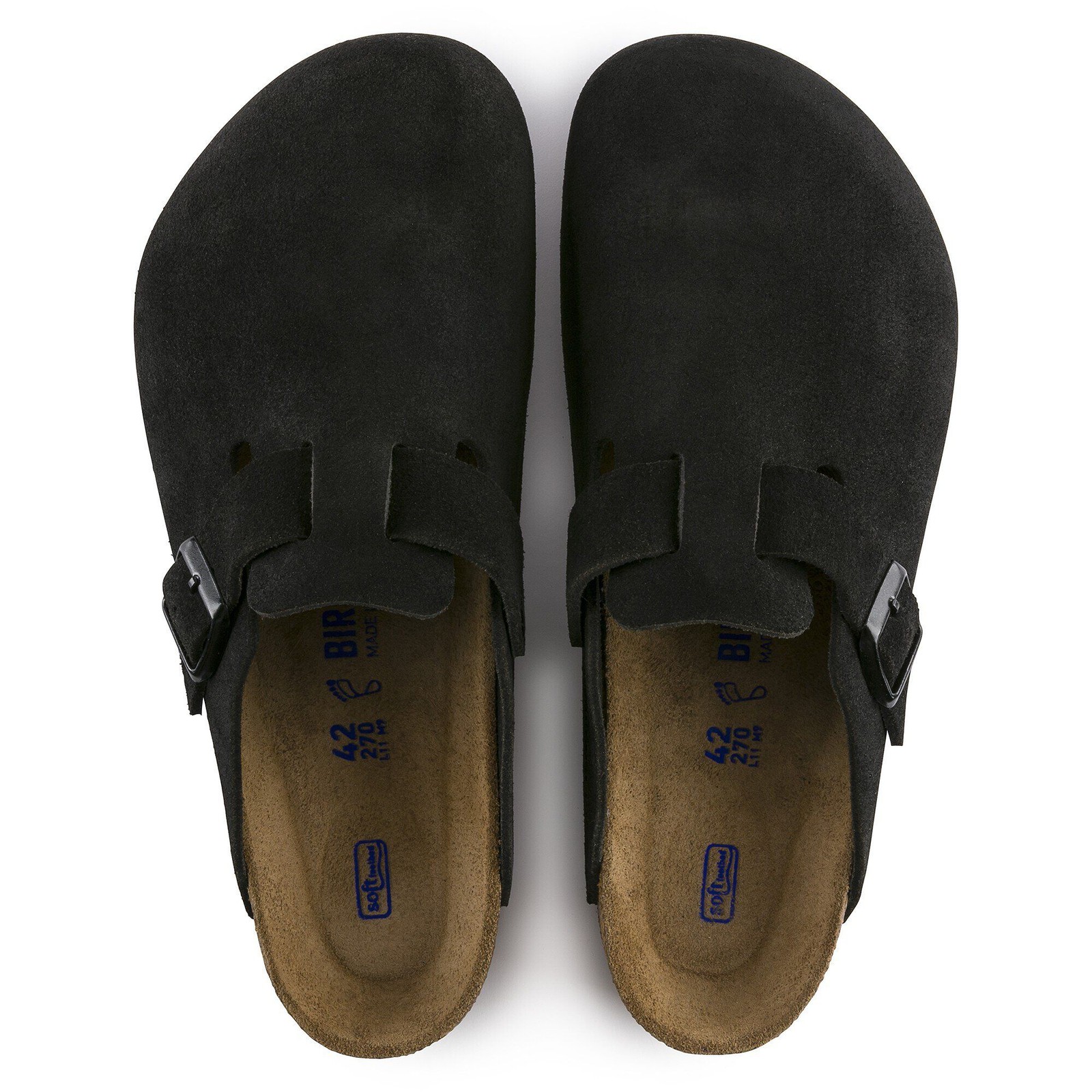 New Birkenstock Boston Suede Leather Soft Footbed Black