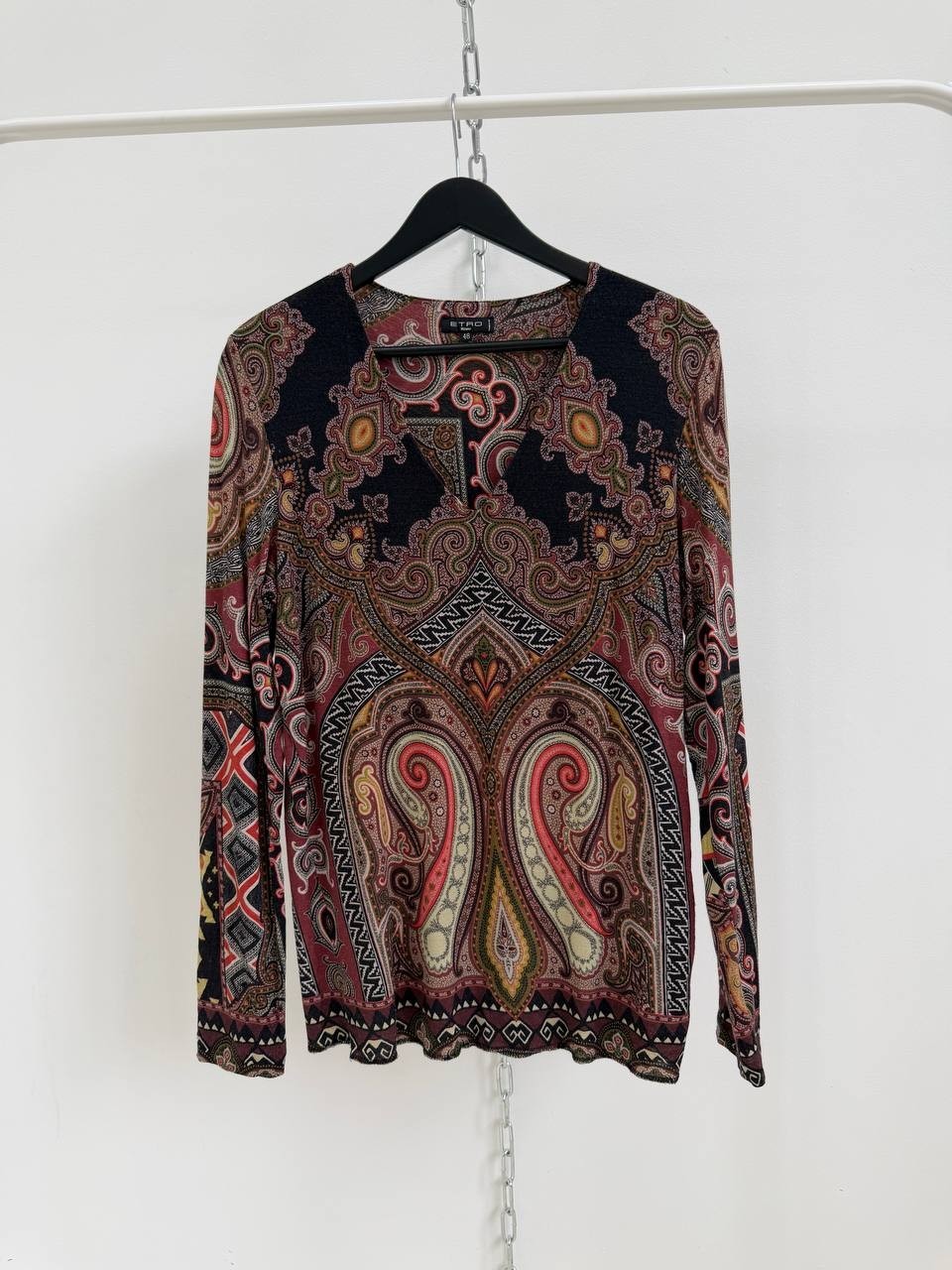ETRO Milano Paisley Wool Blend Long Sleeve Top