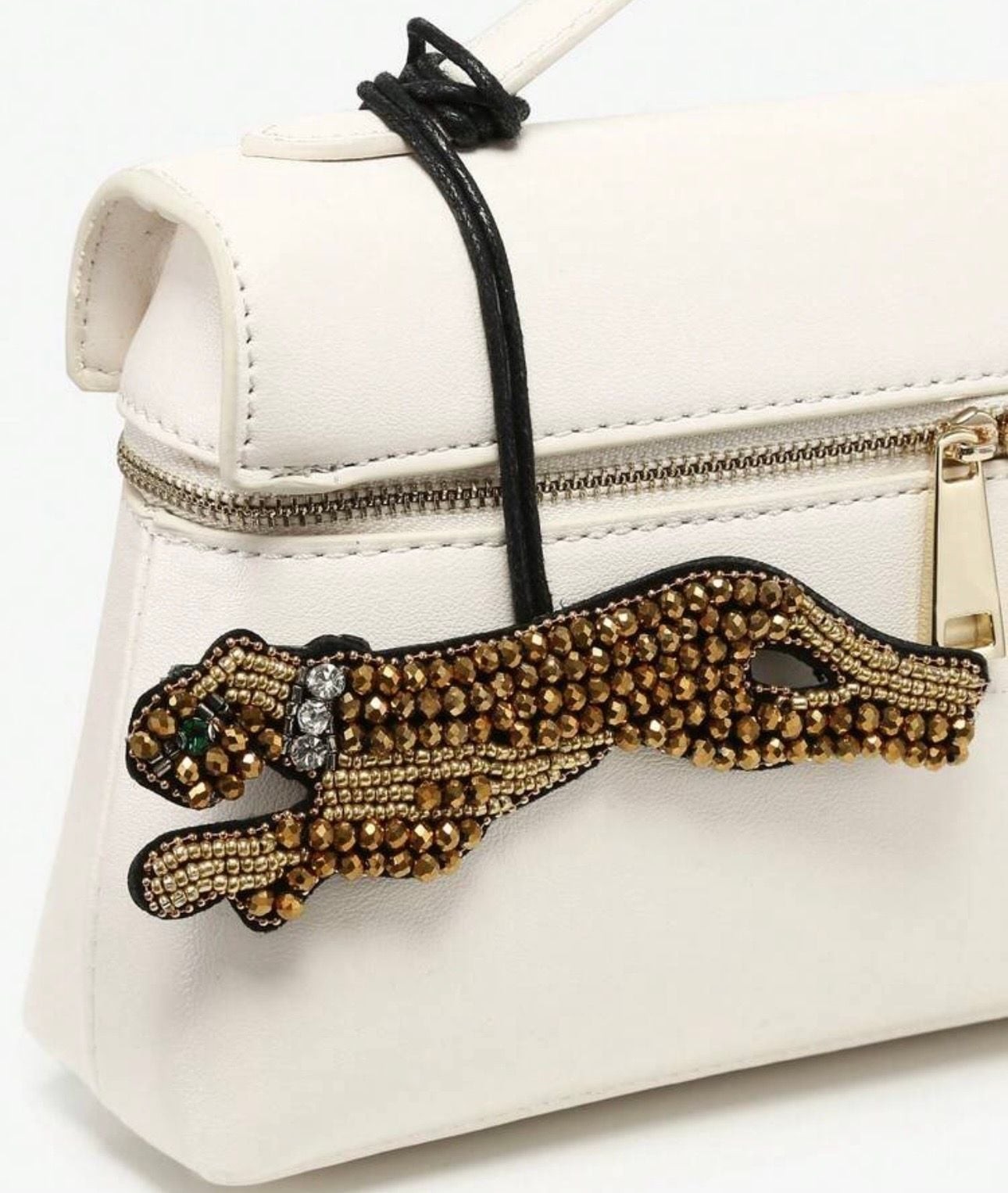 Handmade Beaded Desert Leopard Animal Bag Charm