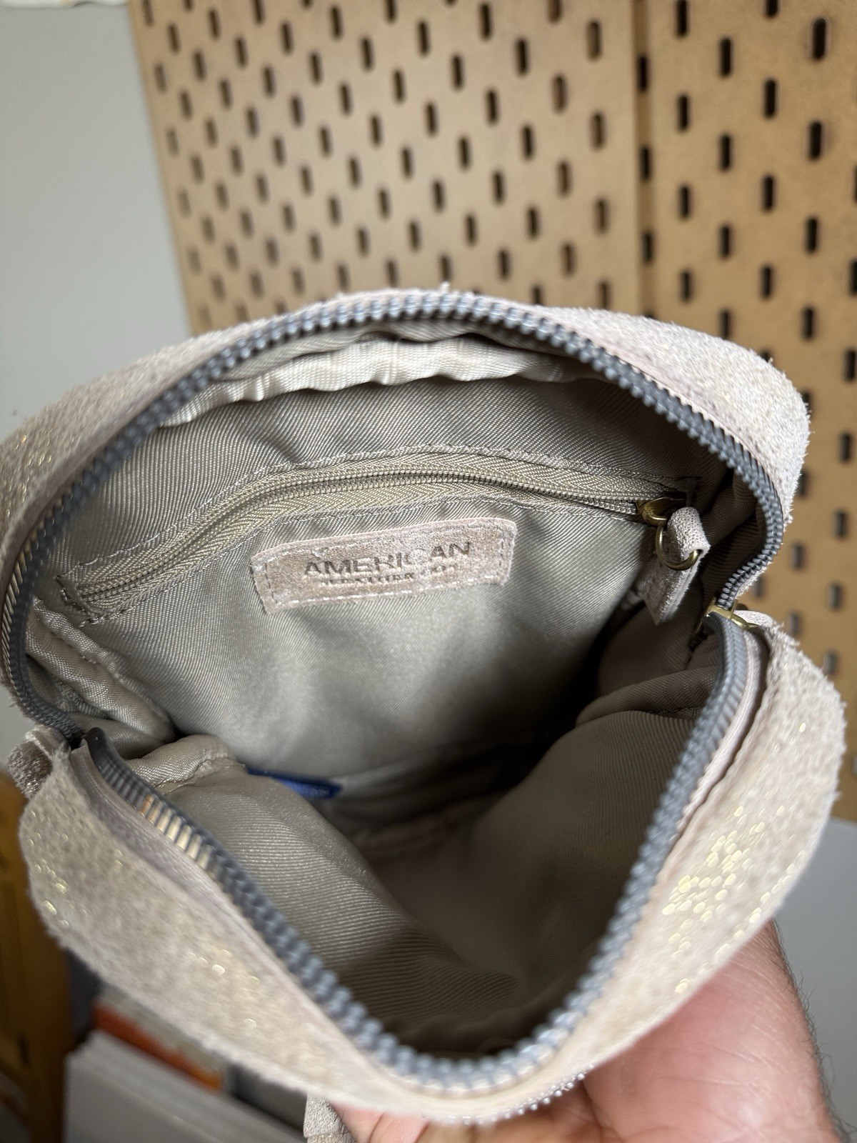 American Leather Co. Metallic gold Small Crossbody Zip Pockets