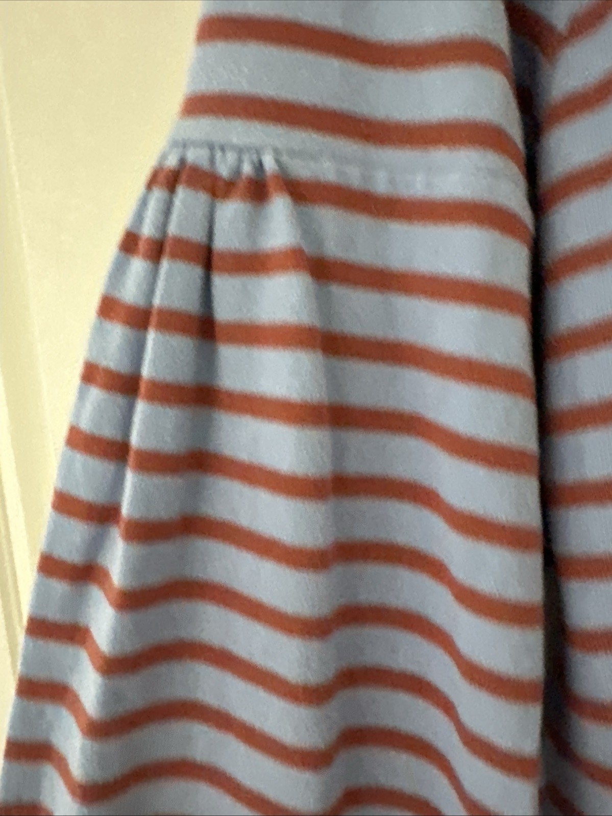 Madewell Shirred Bell Sleeve M Sailor Blue Red Striped Pullover Coastal Preppy
