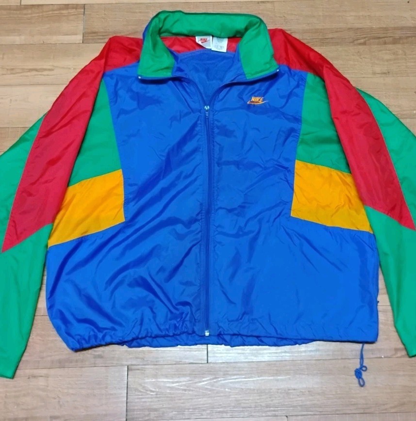 Vintage 80’s 90’s Nike Windbreaker Jacket, Color Block Full Zip XXL