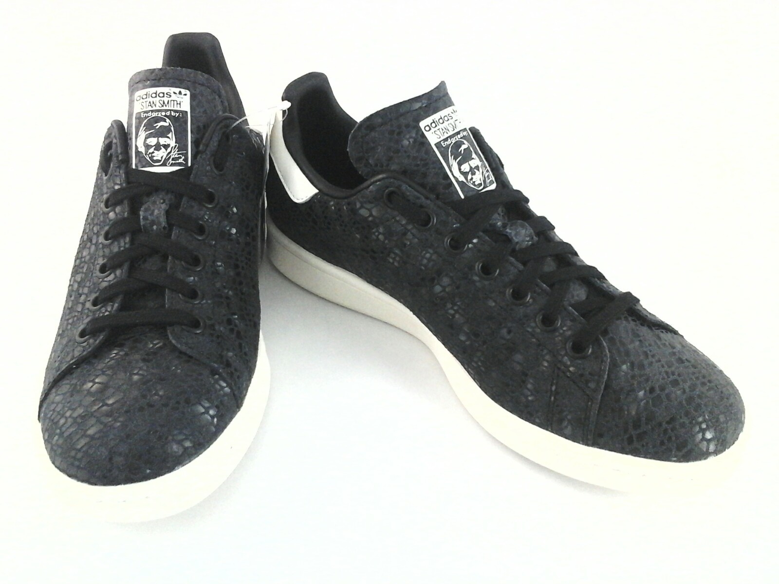 Adidas Stan Smith Womens Shoes S77344 Black Snake Emb. Leather US 8.5 EU 40 2/3