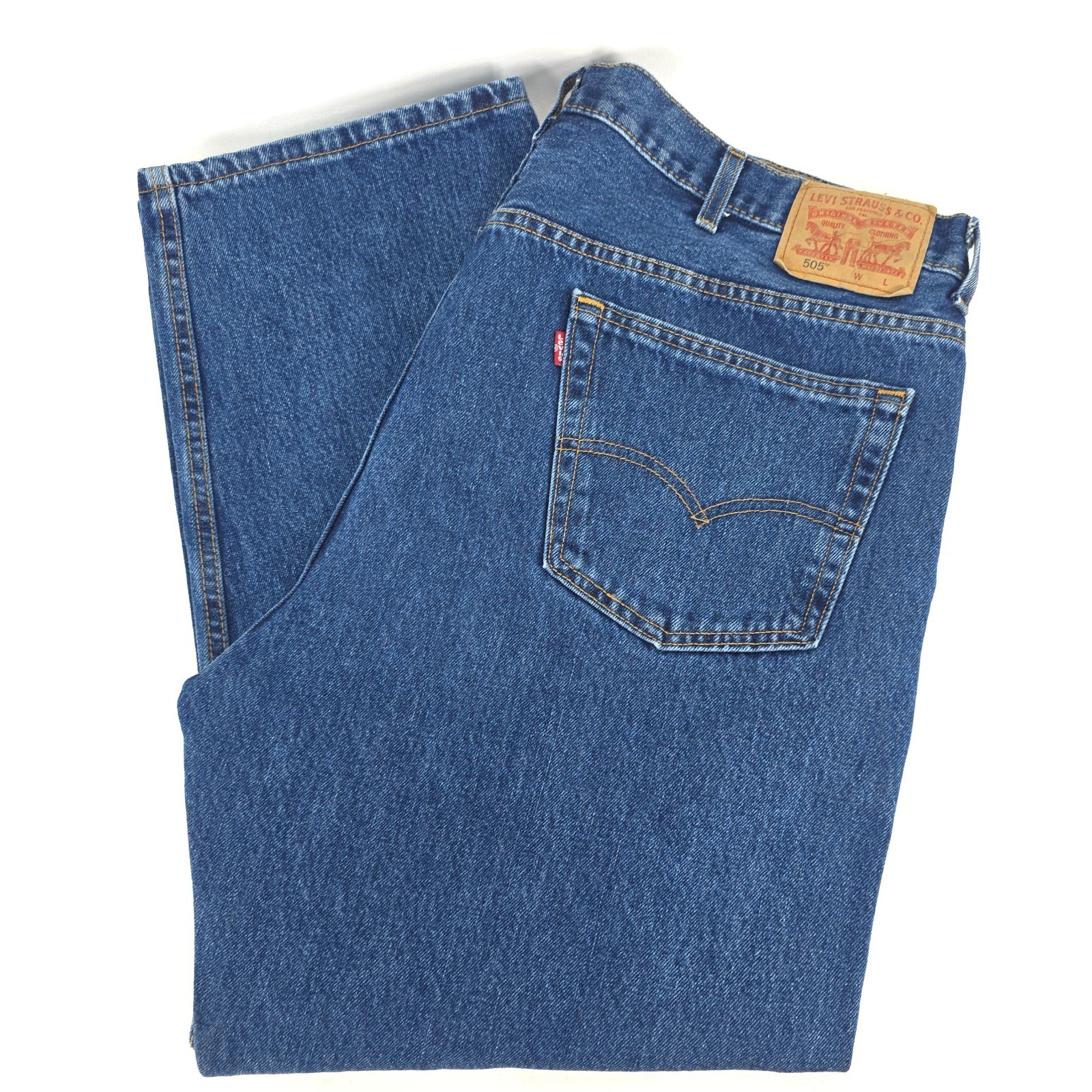 Levi’s 505 Denim Jeans Mens 42×29 (44×29) Dark Wash Regular Fit Straight Leg