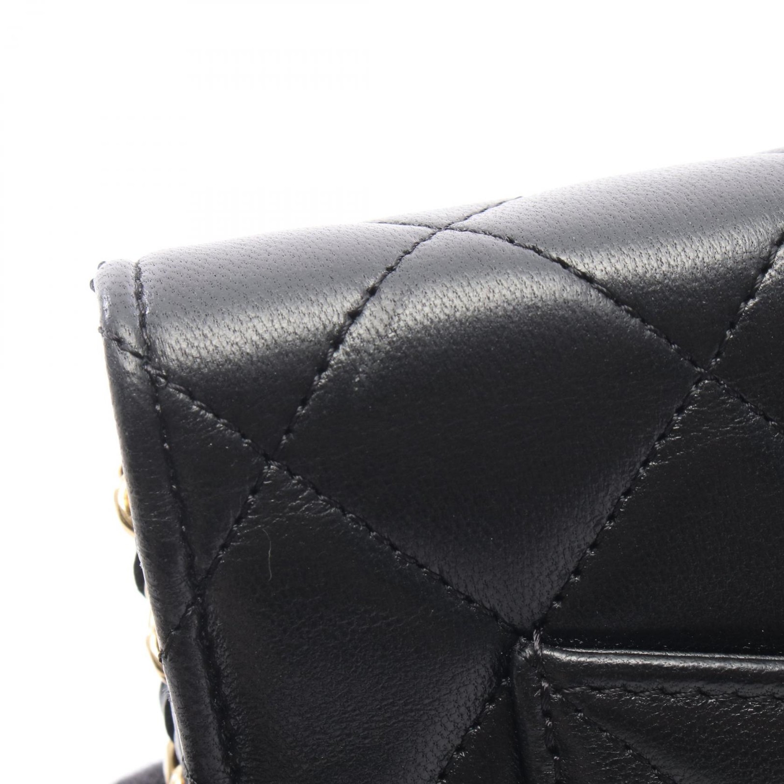 CHANEL Matelasse Chain Shoulder Bag Lambskin Black GHW Used Women