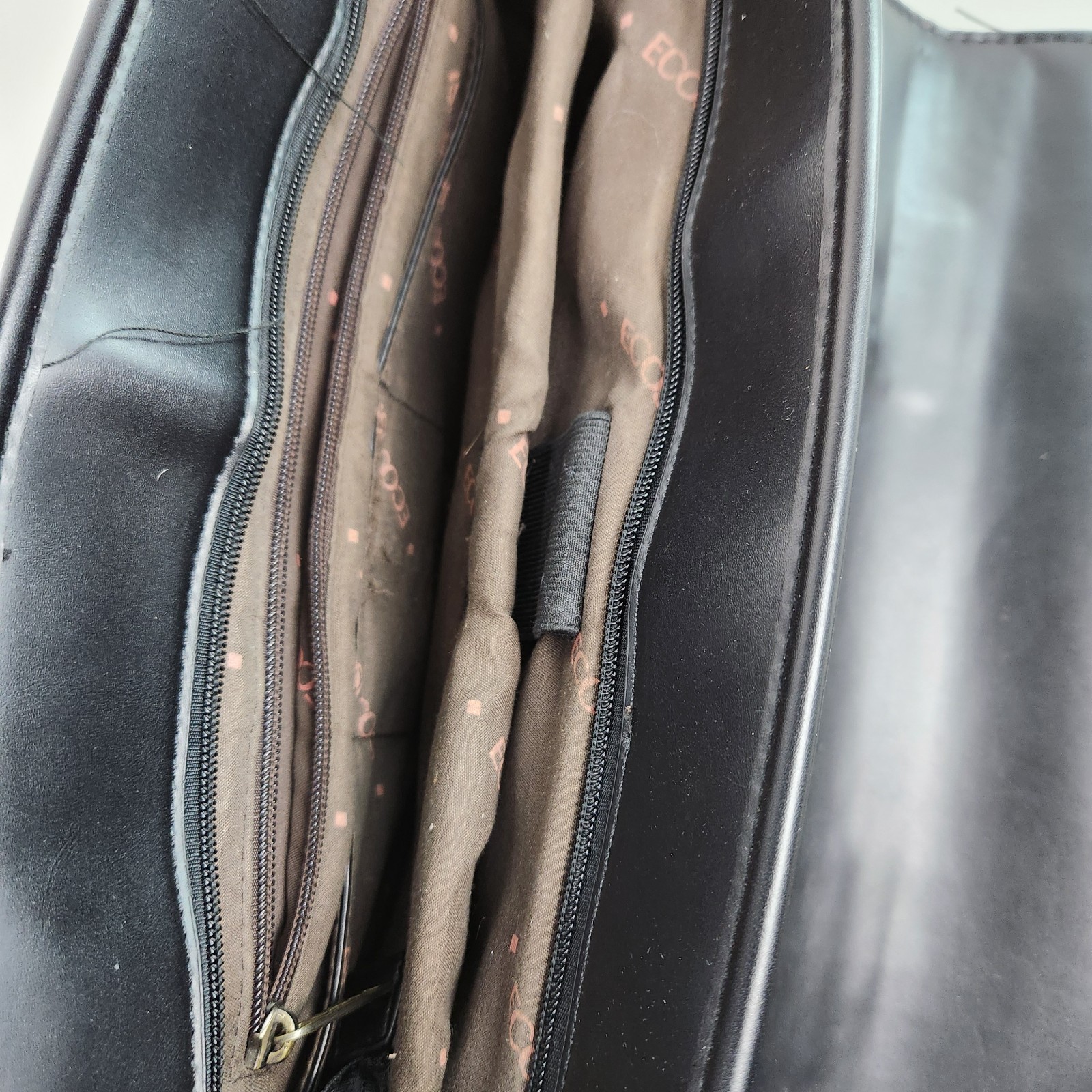 Ecosusi Laptop Briefcase Women’s Black & Brown Leather Top Handle Satchel Bag