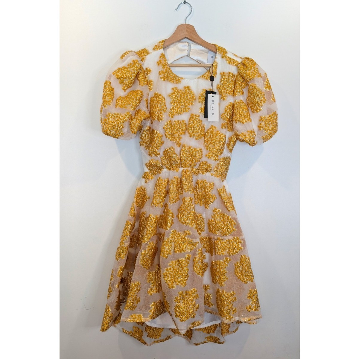 Bariano Dress Roselle Cut Out Puff Mini Gold Mango Backless New Tags RRP $449.95