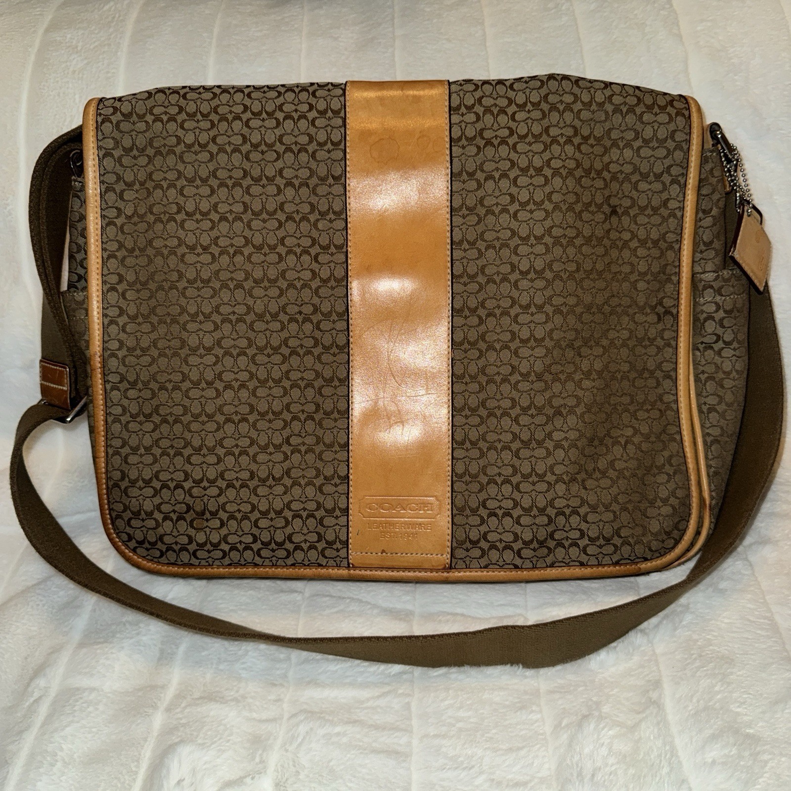 Coach CC Monogram Logo Flap Over Messenger / Laptop Bag / Crossbody