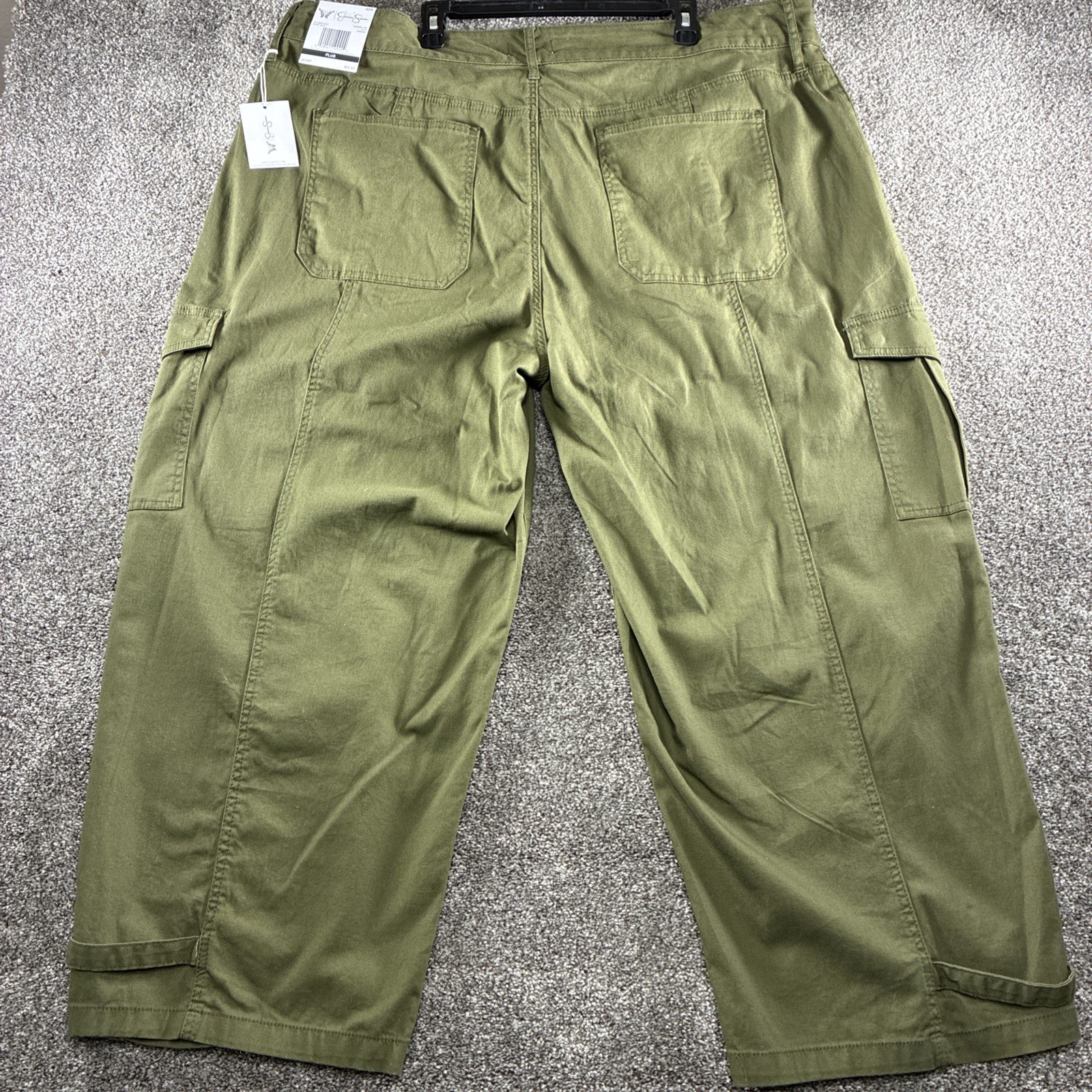 NEW Jessica Simpson Burnt Olive Green Cargo Adjustable Leg Pants, Sz 22W