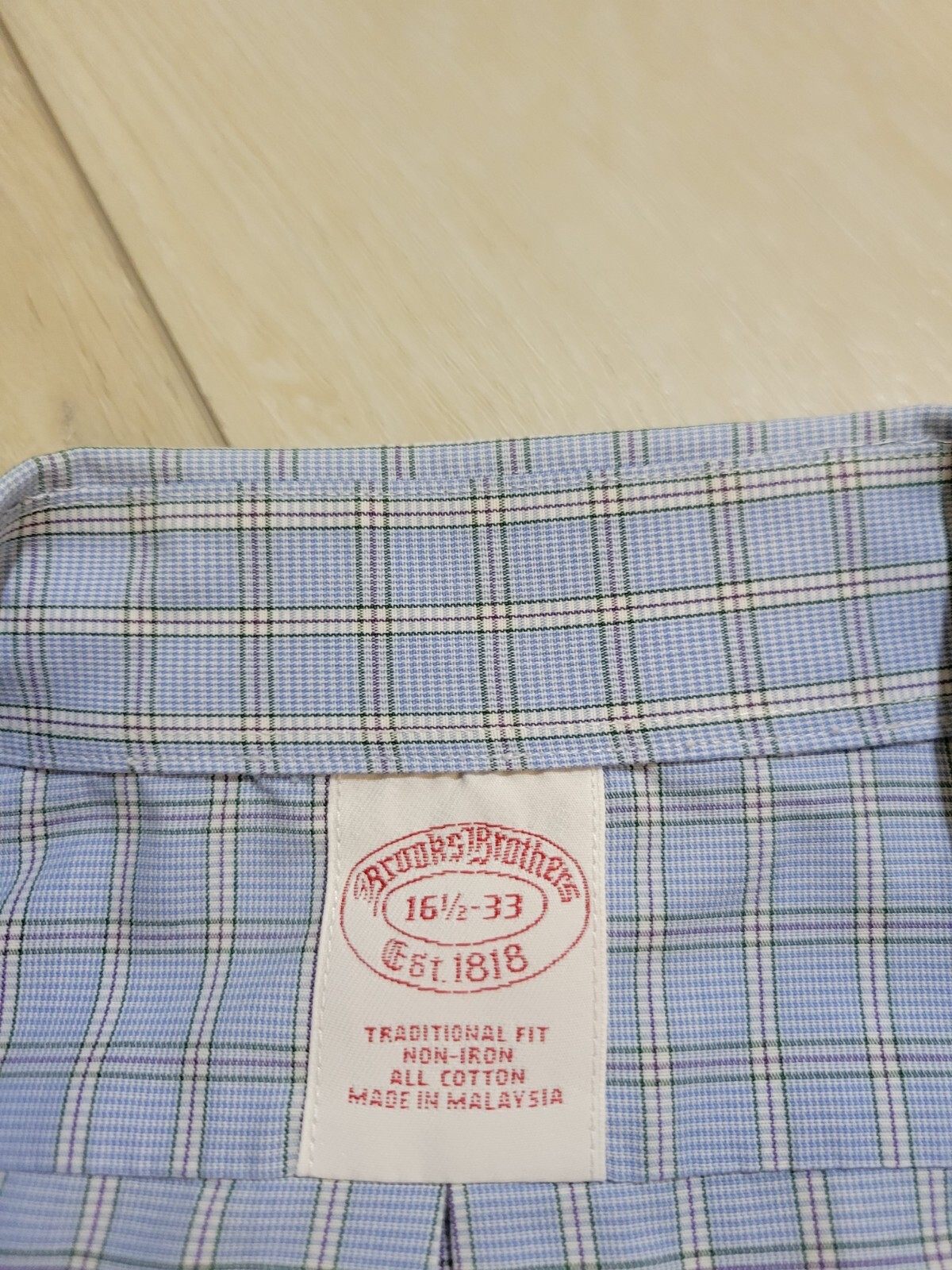 Brooks Brothers 1818 traditional fit Dress Shirt Plaid non iron mens 16.5 – 33