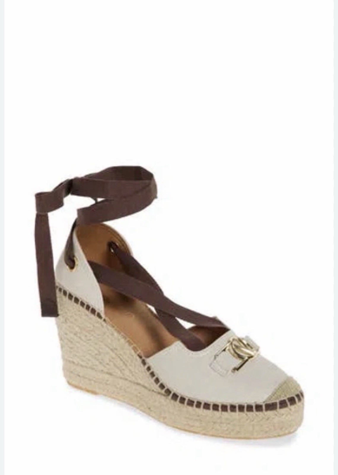 VALENTINO BY MARIO VALENTINORoxana Vlogo Wedge Sandal In Cream Taupe