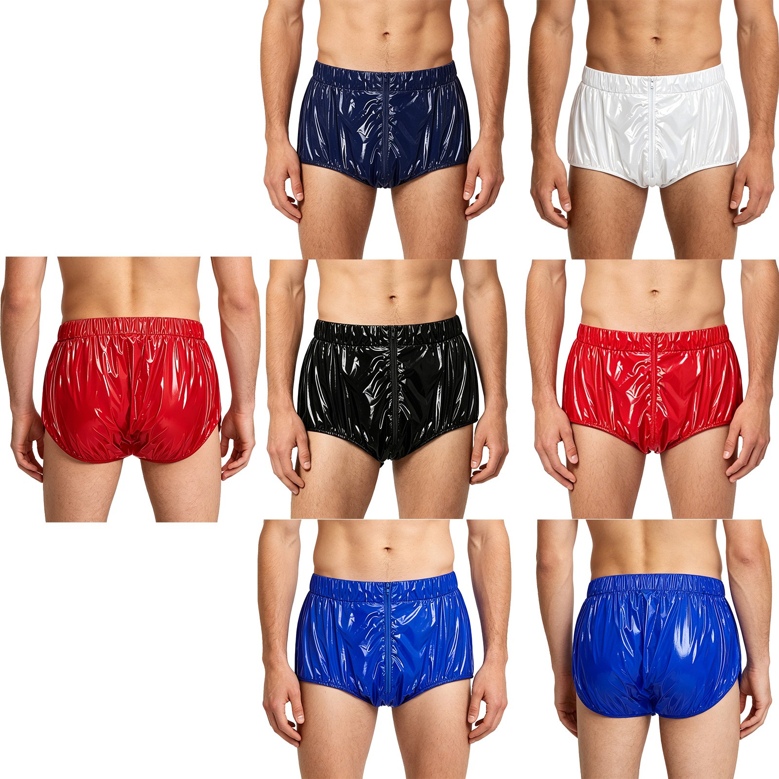US Men Incontinent Underpants Pvc Swim Briefs Diaper Zip Up Front Special Needs