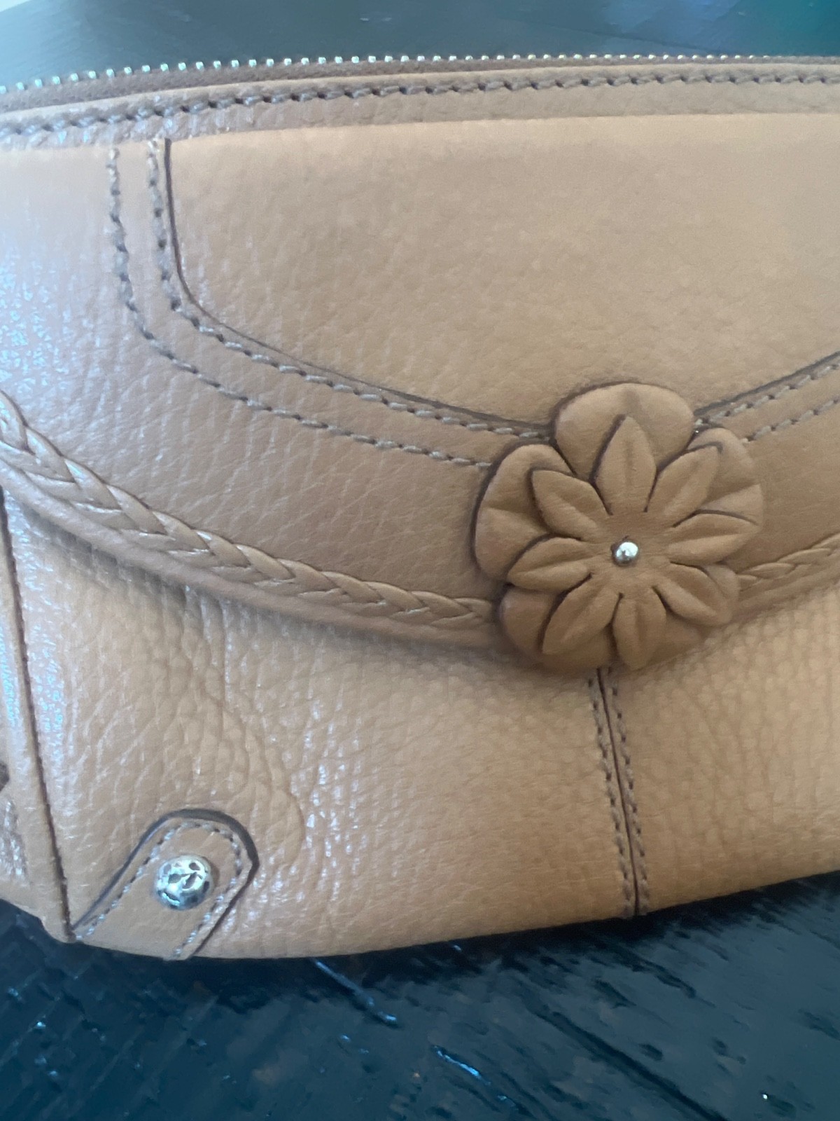 Brighton pebble leather wristlet with interior mirror