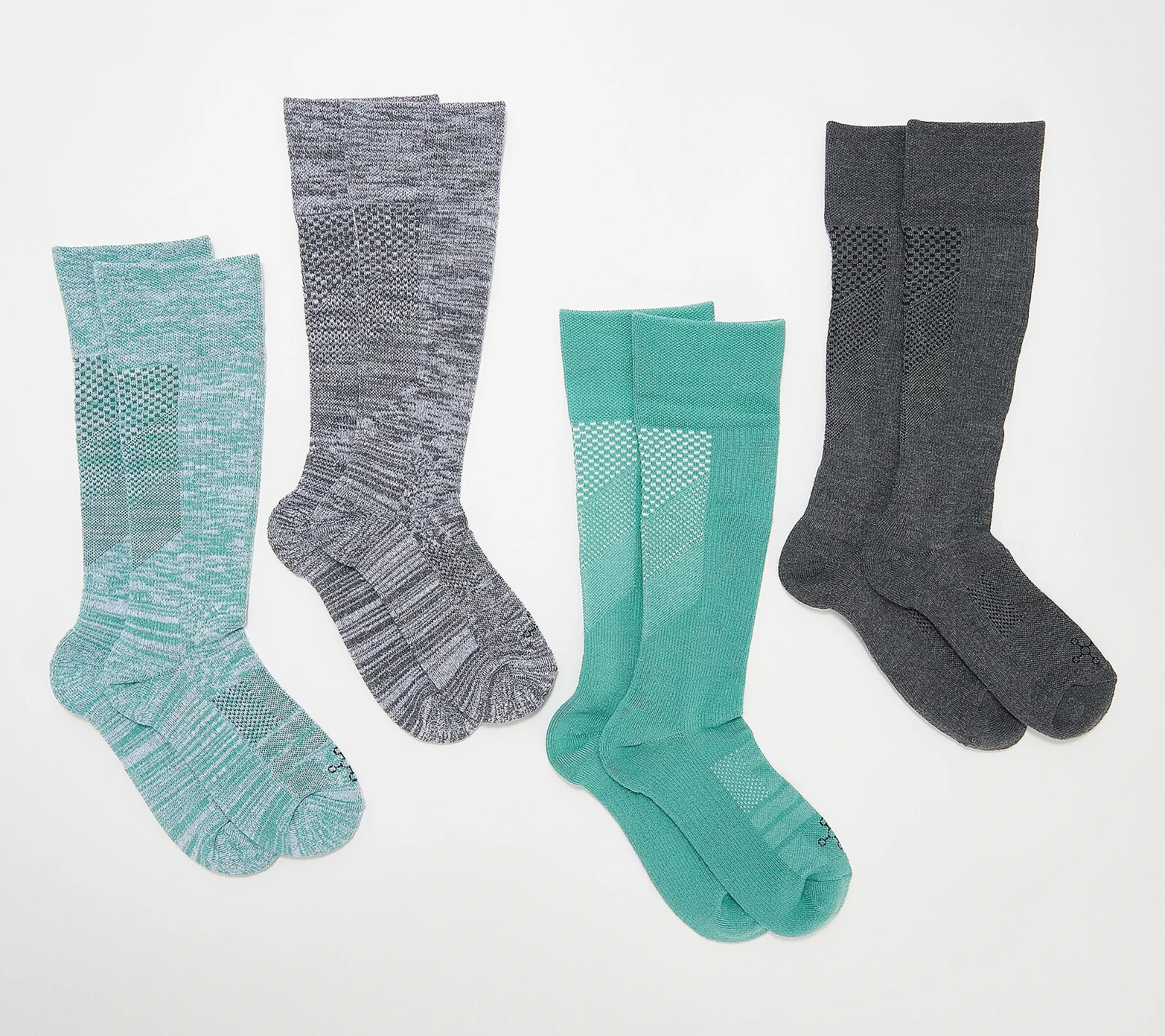 TOMMIE COPPER 4 PACK OVER THE CALF NANOGLIDE COMPRESSION SOCKS Size Large JADE