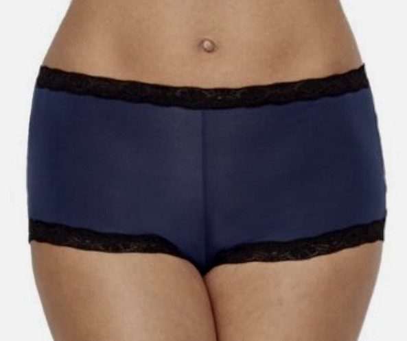 MAIDENFORM Fabulous Fit Classic Lace Trim Navy Blue Boyshort Panty Sz M L XL 2XL