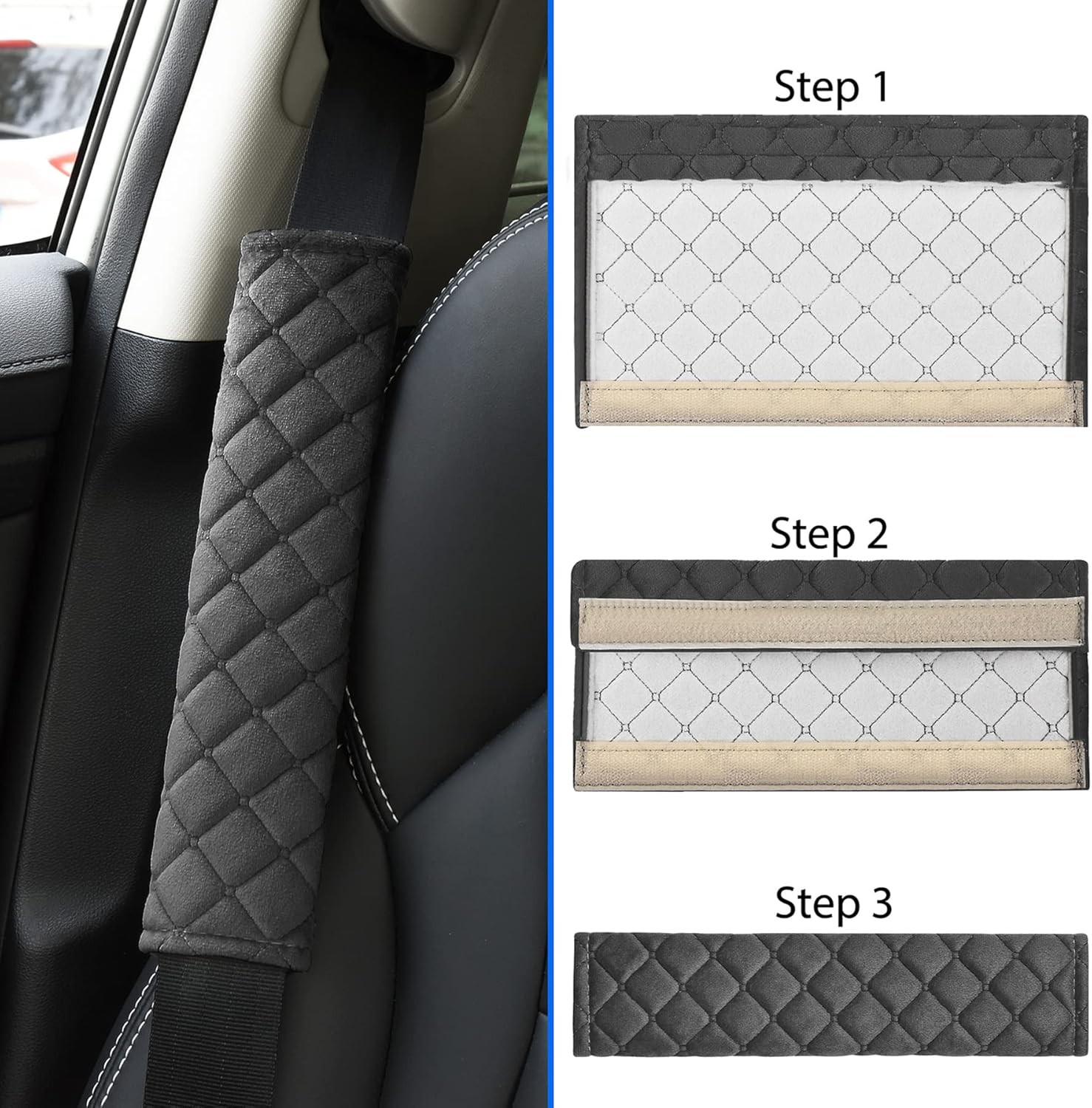 Universal Car Seat Belt Shoulder Strap Covers, Soft Pads for Comf Color: black
