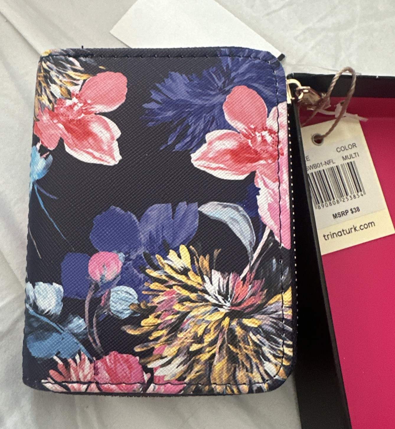 Trina Turk Floral Print Multicolored Zip Around Wallet NWT