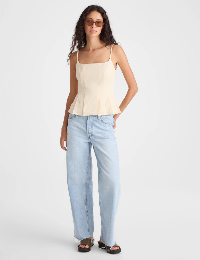 MADEWELL Darted Peplum Cami Top – Vanilla