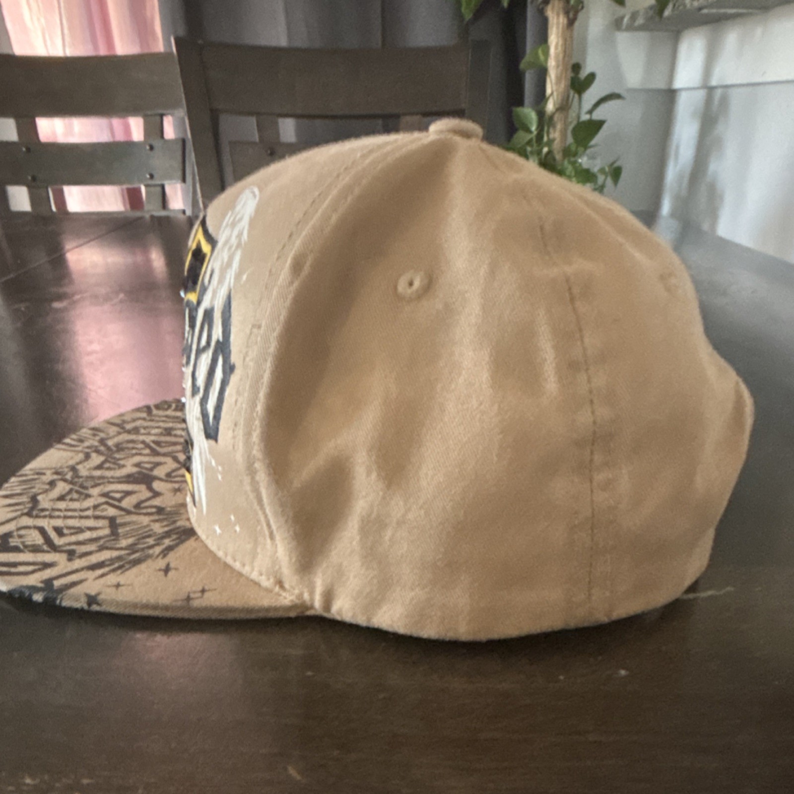 Top Level Snapback Hat Adjustable Tan Graphic Religious Theme Men