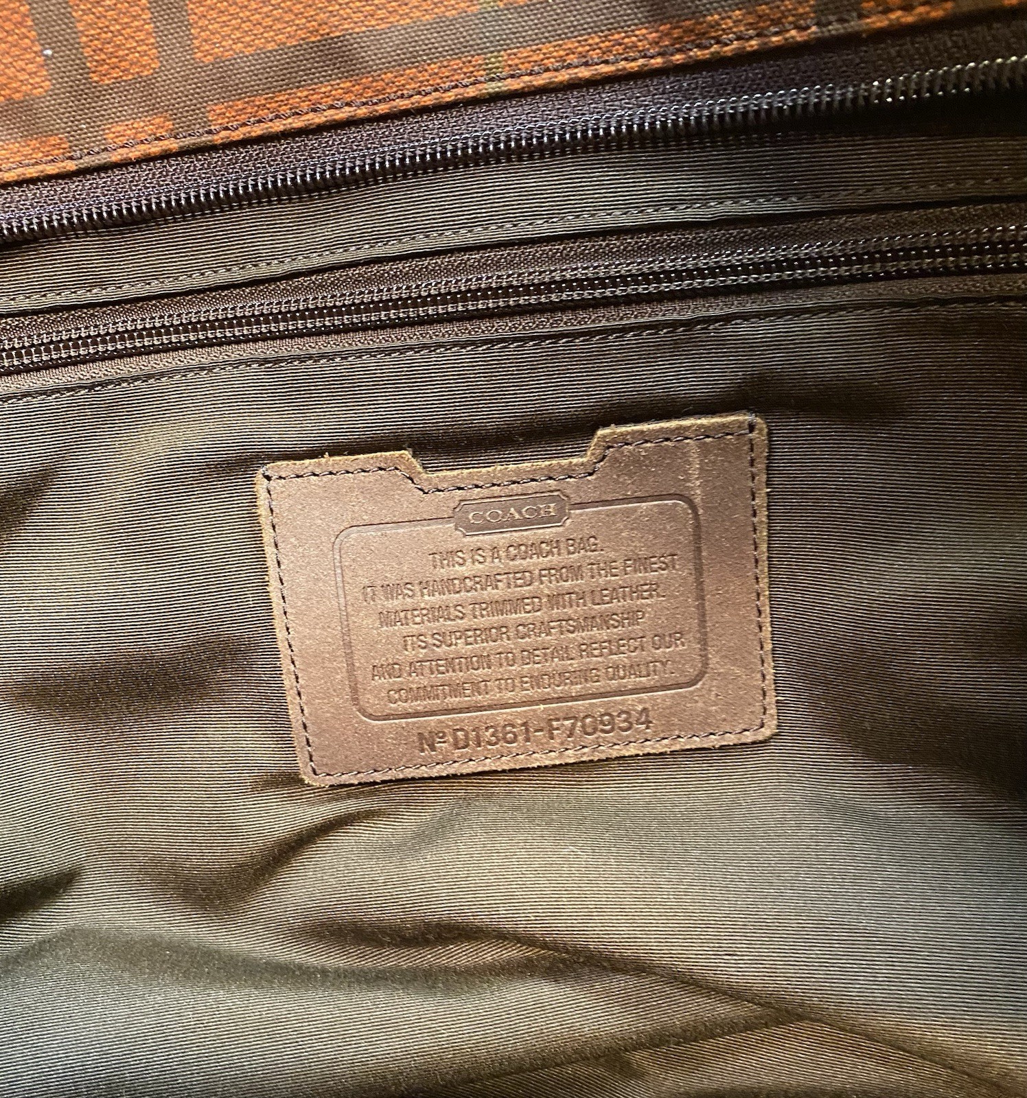 Coach Camden Plaid Orange/Brown Canvas Tatersall Tote Weekend Travel Bag RARE