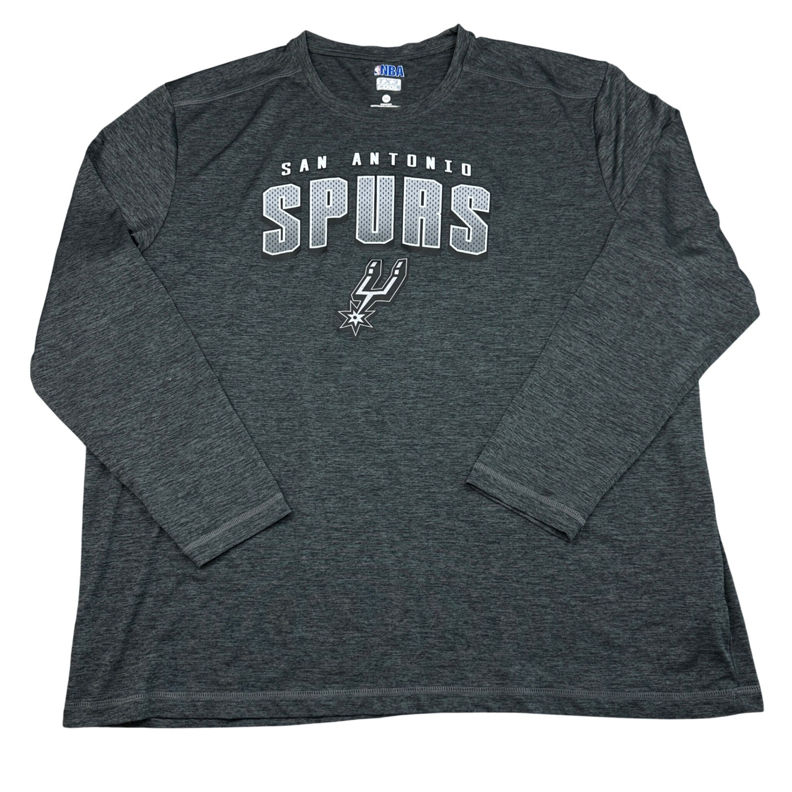 NBA San Antonio Spurs Long Sleeve Performance Shirt Grey Mens 3XL TX3 Cool