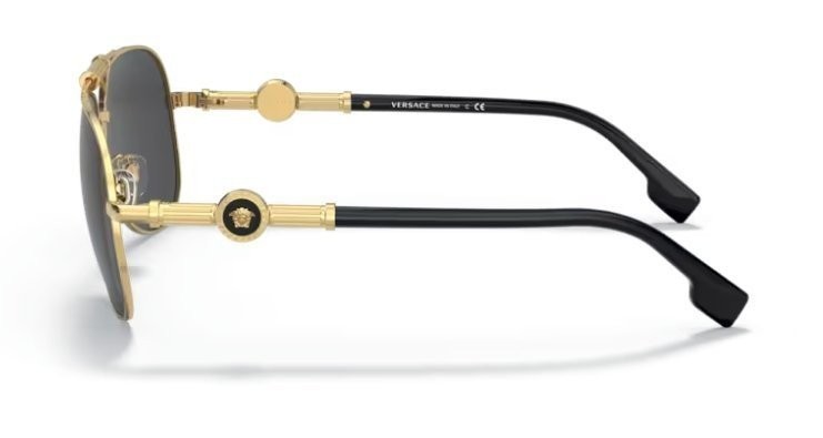 Versace Sunglasses Gold Frame, Dark Grey Lenses, VE 2236 1002/87 59MM