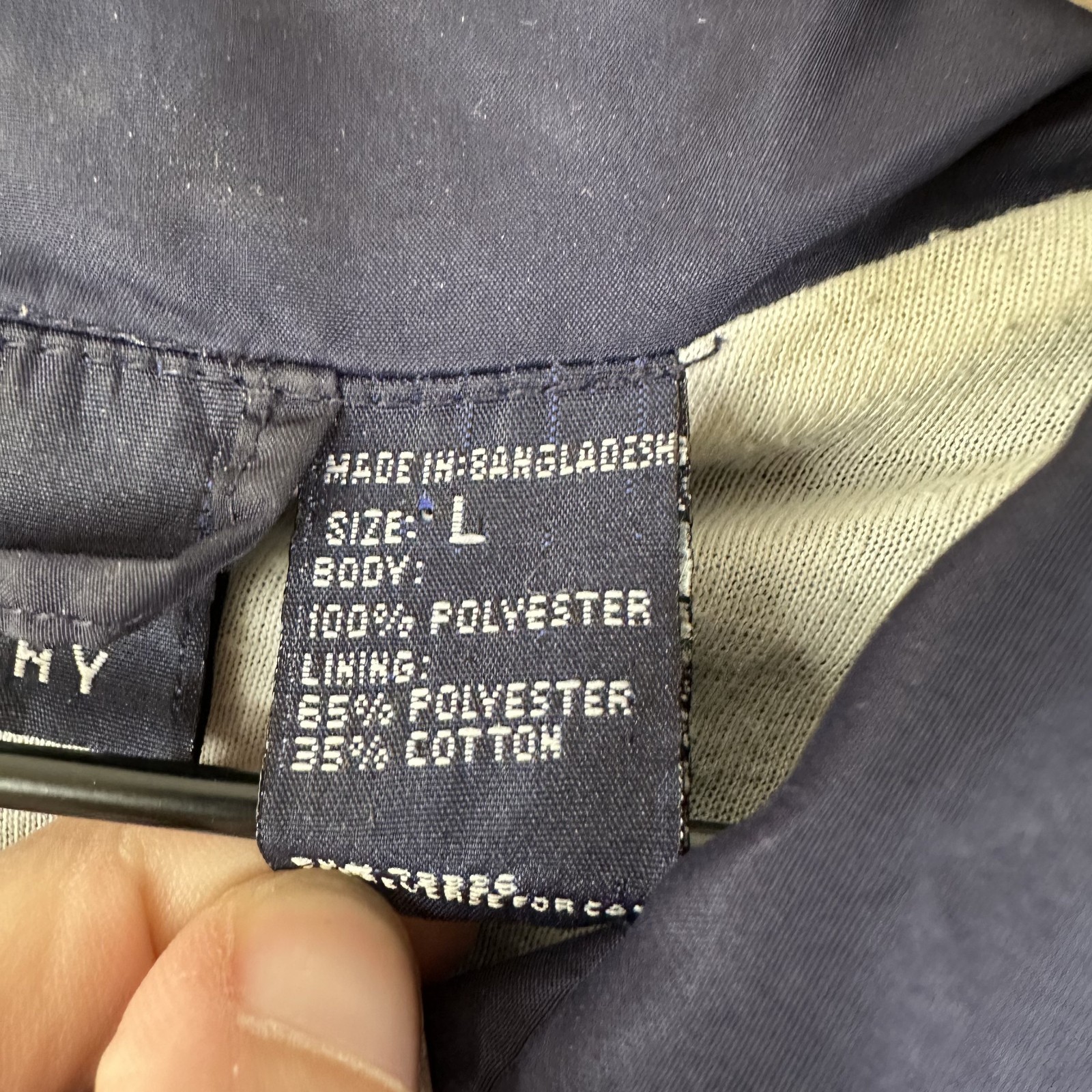 VTG Givenchy Jacket Mens Large Navy Blue Tan Polyester Windbreaker Track Coat