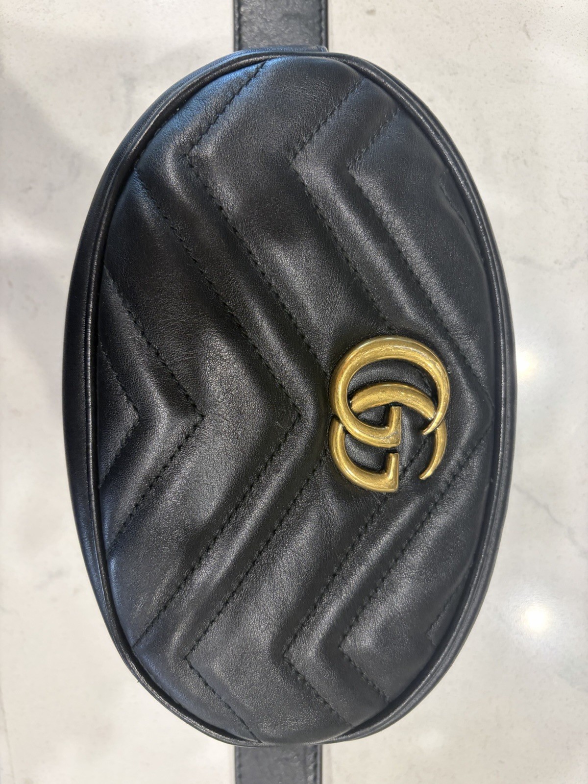 Gucci GG Marmont Matelasse Belt Bag Black Leather