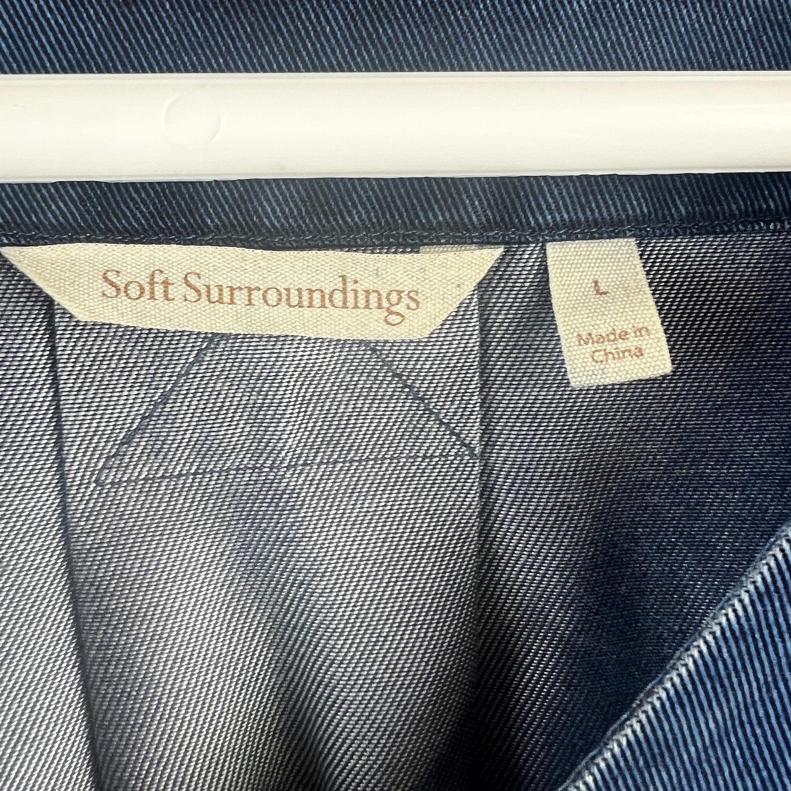 Soft Surroundings Womens Shirt Roll Tab Chambray Button Detail Tencel Large