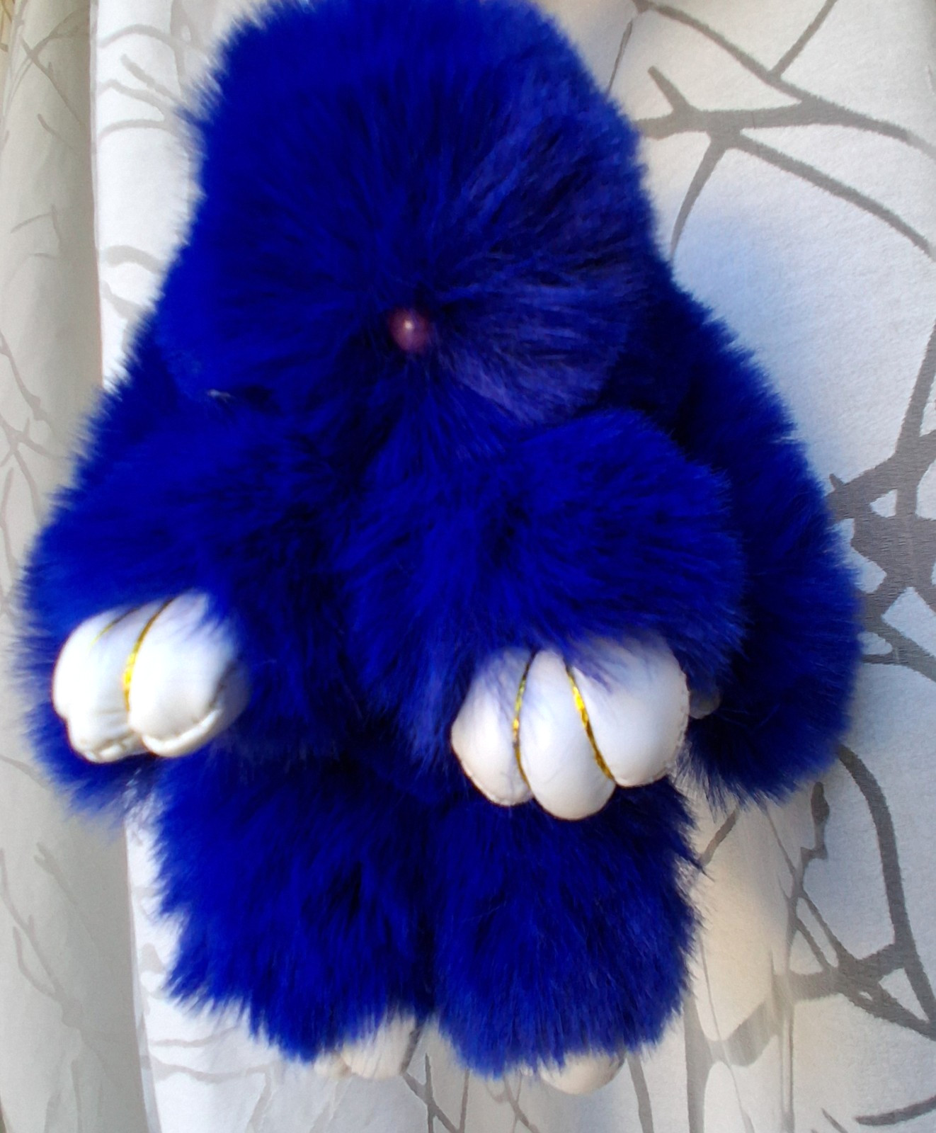 LFPU Blue Bunny Keychain Soft Fur Bag Charm Pendant Inspired By Bunny Lulu, NEW