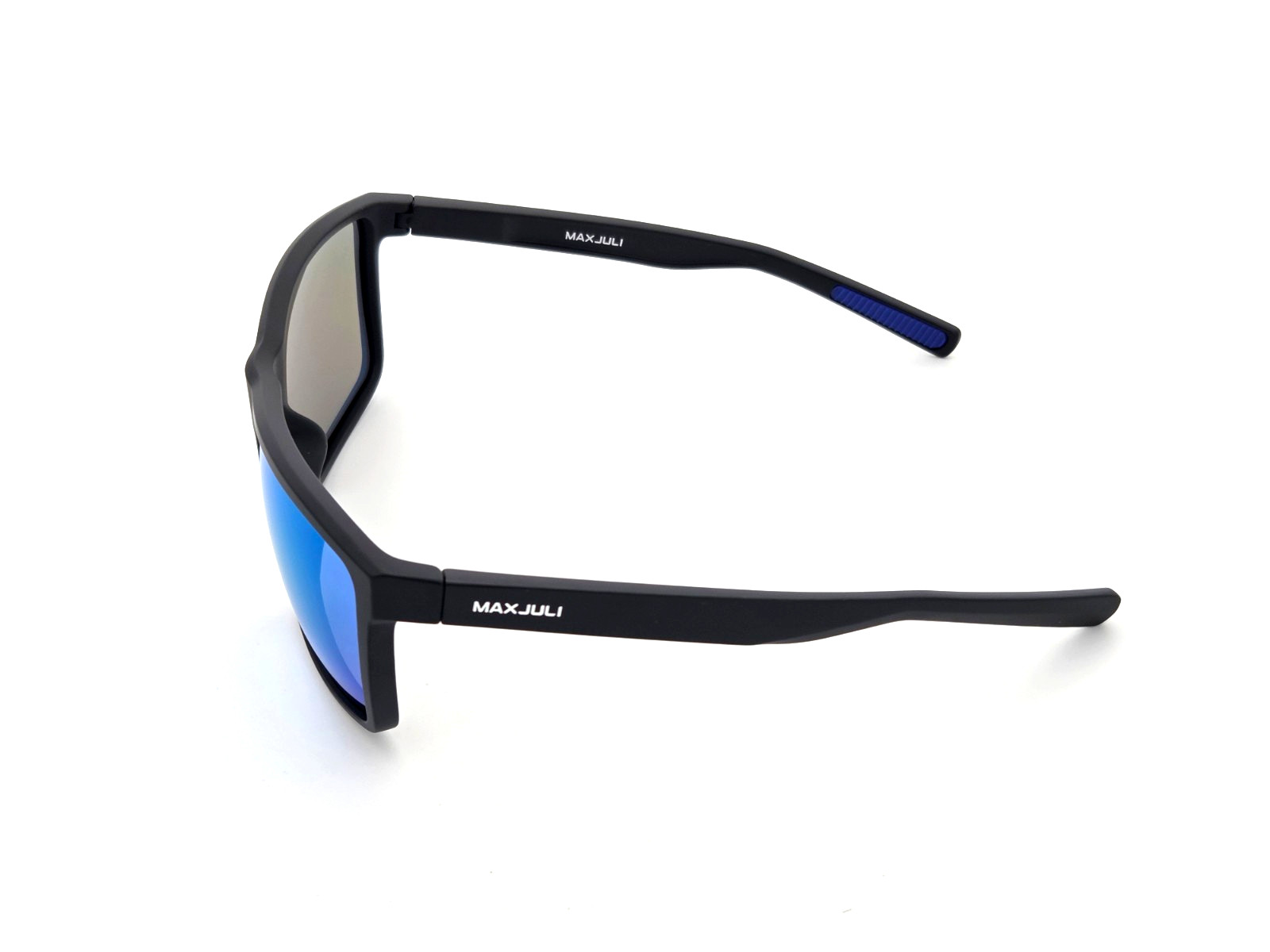 Men’s XXL Wide Fit Polarized Square Sunglasses Matte Black TR90 Blue Mirror Lens