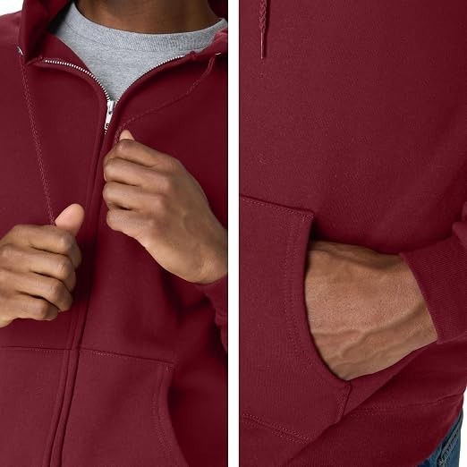 Hanes Men’s Ecosmart Fleece Full‑Zip Hoodie, Soft Zip‑Up Sweatshirt with Hood
