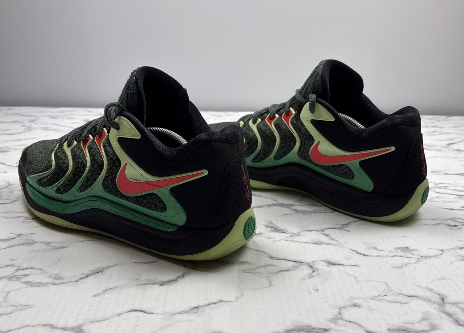 Nike KD 17 Easy Money Sniper Size 12 Green Glow In Dark Bottoms FJ9487-002 READ