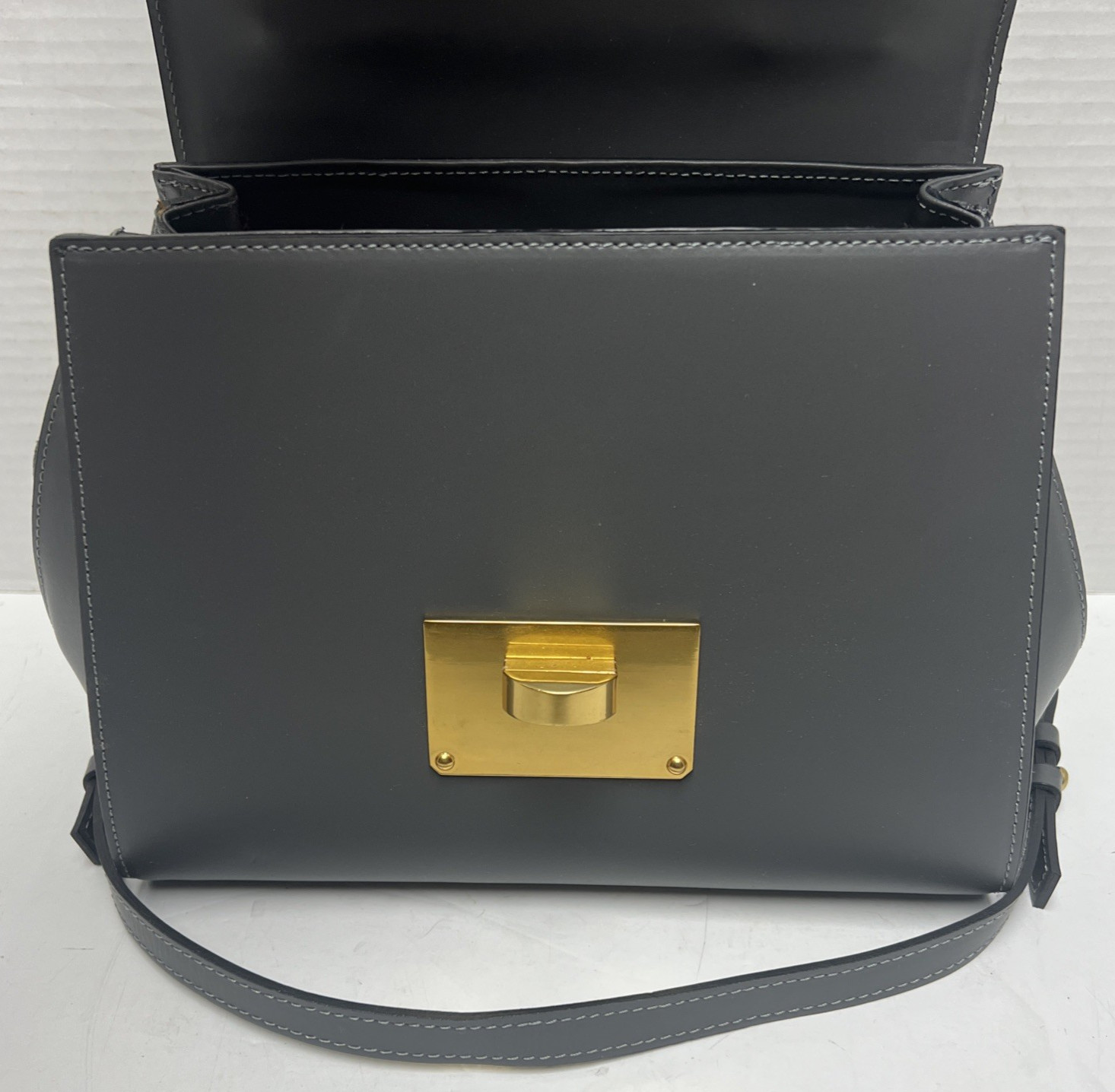 WOMEN MIRIADE ASTER GRIGIO GRAY LEATHER SHOULDER BAG – MADE IN ITALY