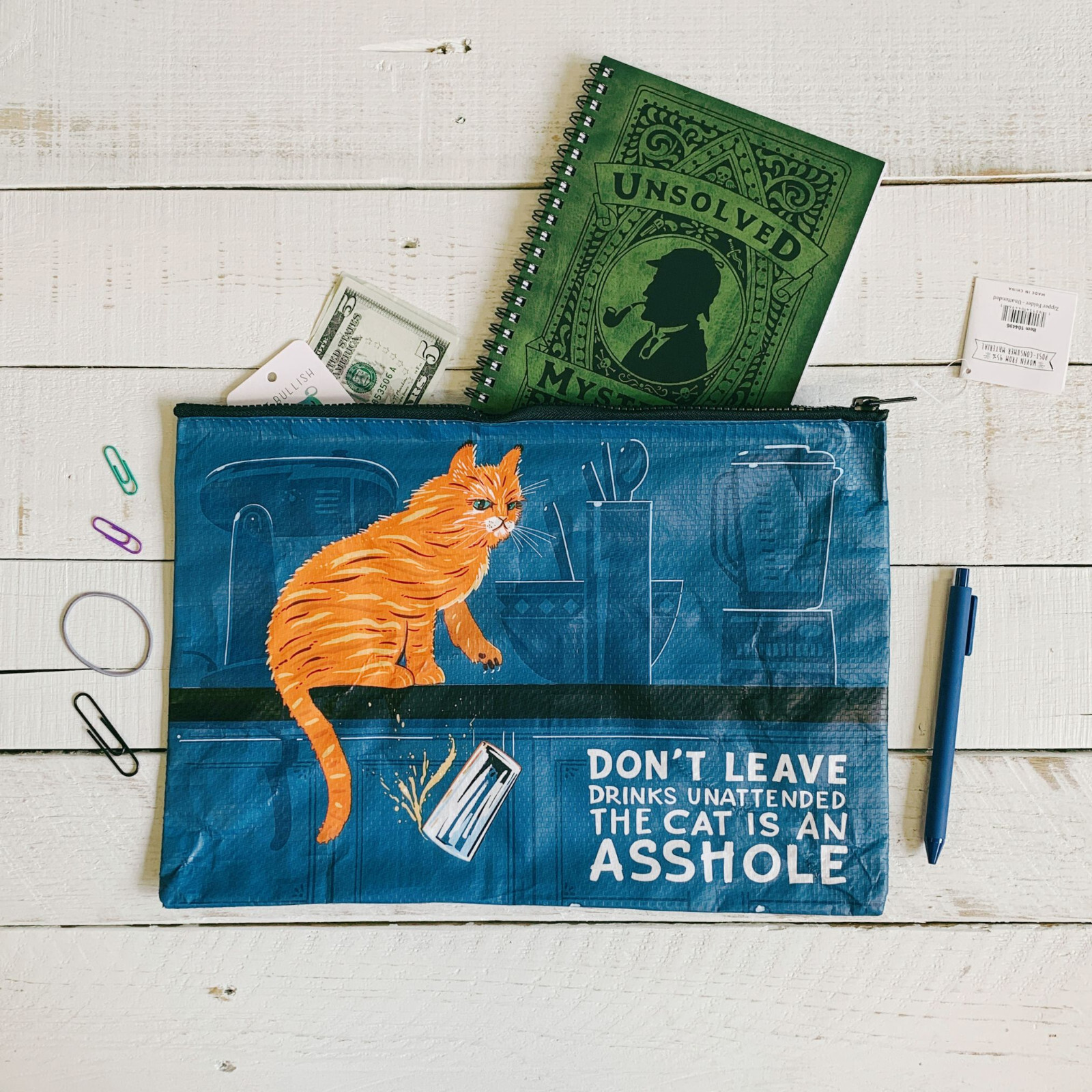 BlueQ and Primitives by Kathy Funny Jumbo Pouch | Perfect for magazines, papers