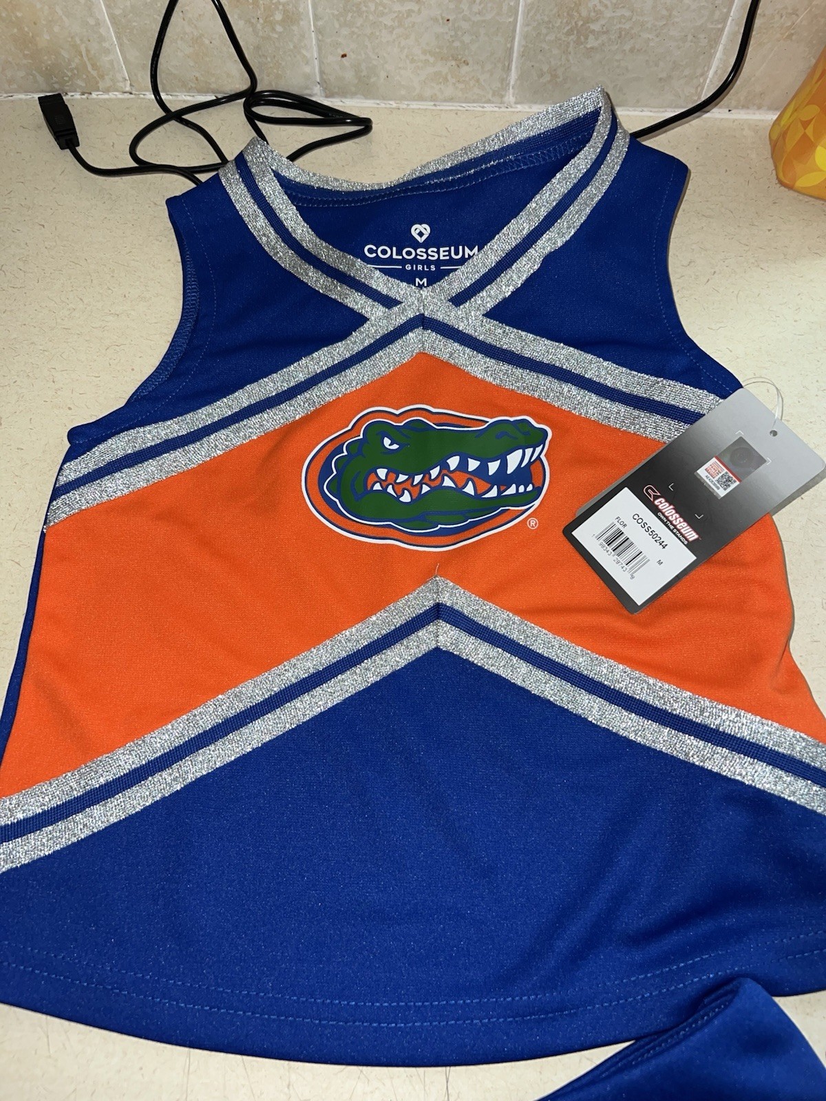 Colosseum Girls Florida Gators Cheer 2pc Skirt & Top Set M (7-8) Blue/Orange