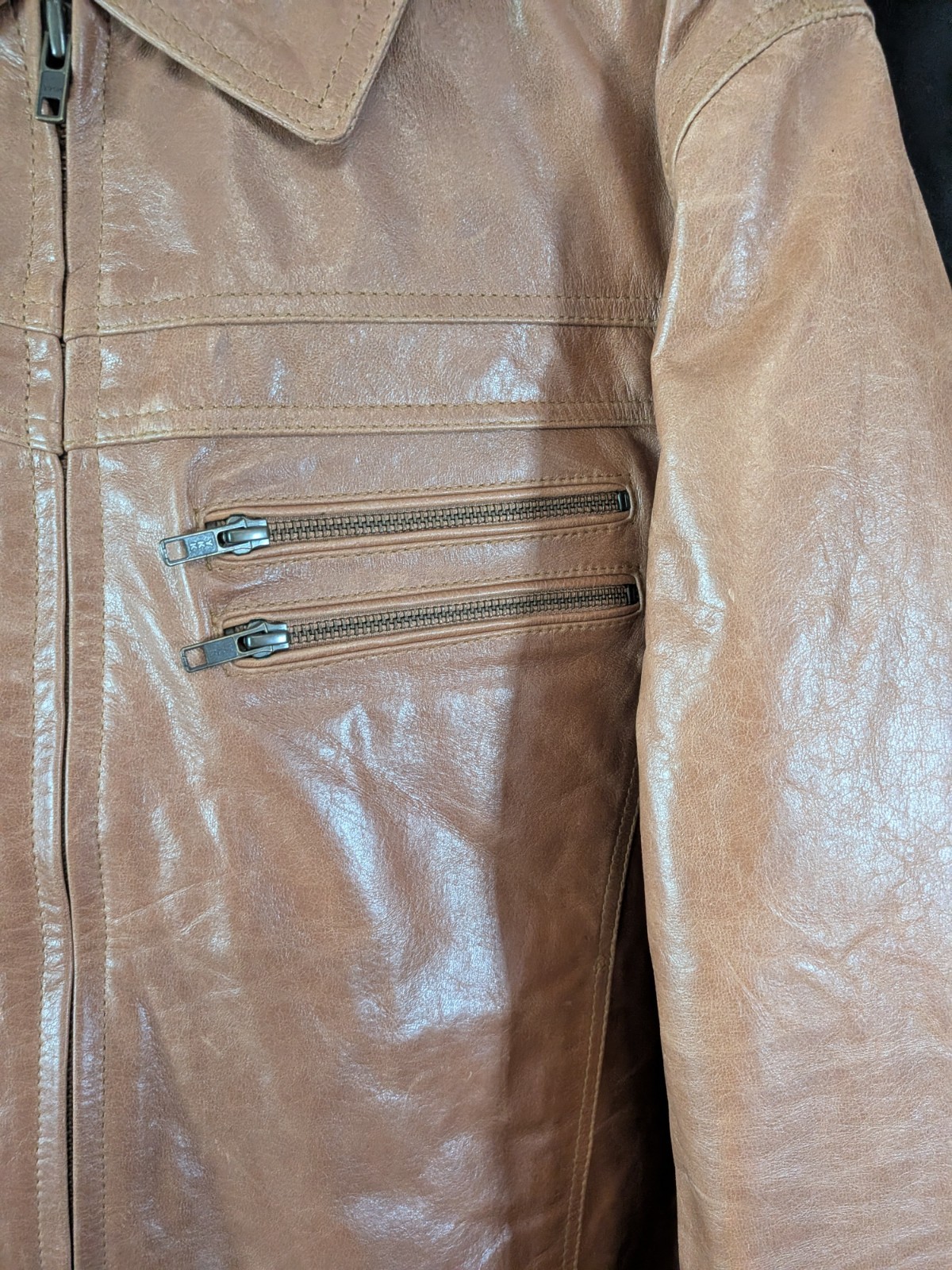 NWT Tanners Avenue 100% Genuine Leather Jacket Men’s XL In Cognac Color