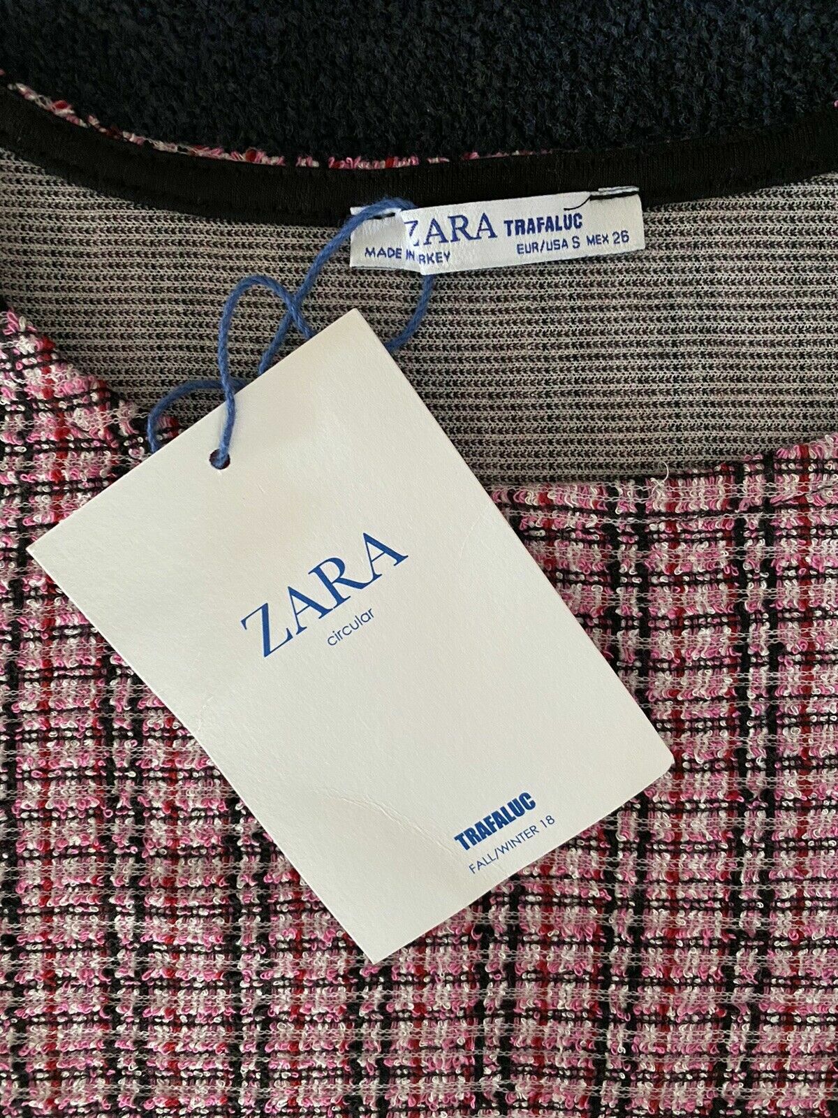 Zara Top Pink Tweed Shirt Boho Retro Mod Barbie Core Twee Preppy Valentines Day