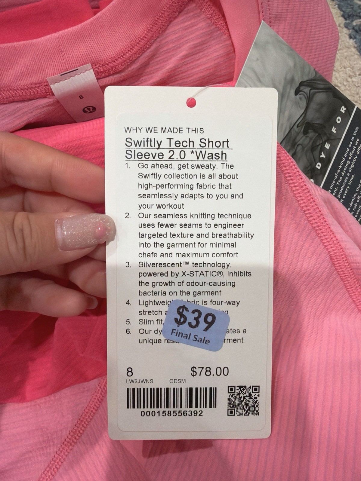 Lululemon Swiftly Tech Short-Sleeve Shirt 2.0Hip Length, NWT, ODSM, Size 8