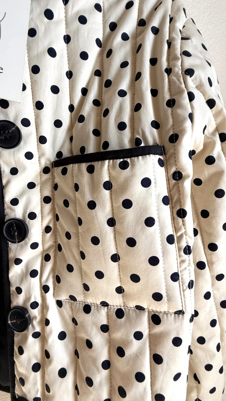 Joie Reversible Quilted Jacket Cream Polka Dot Black Cotton Size S NWT